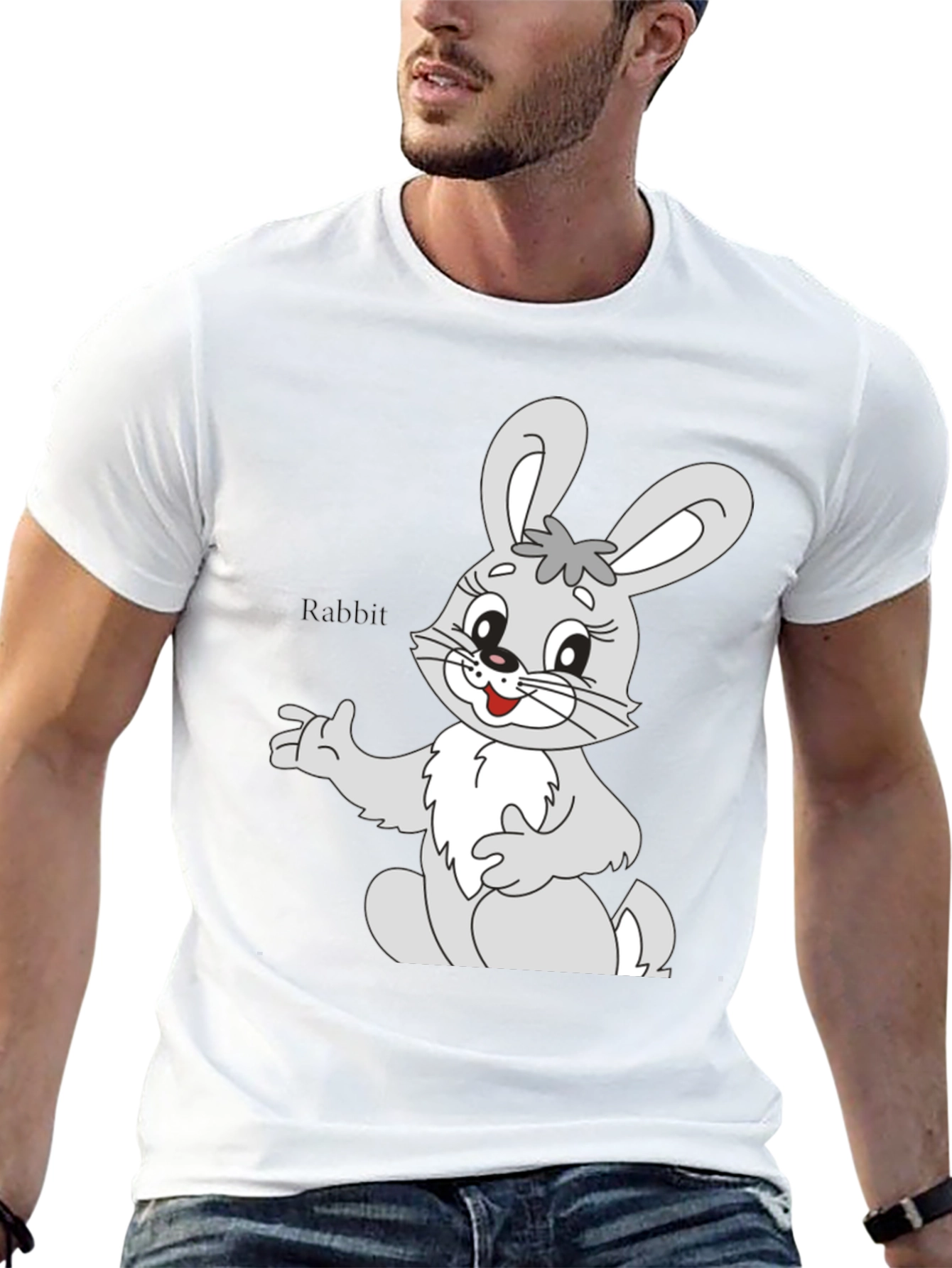 Cute Rabbit Graphic Tee - Soft Cotton Unisex T-Shirt