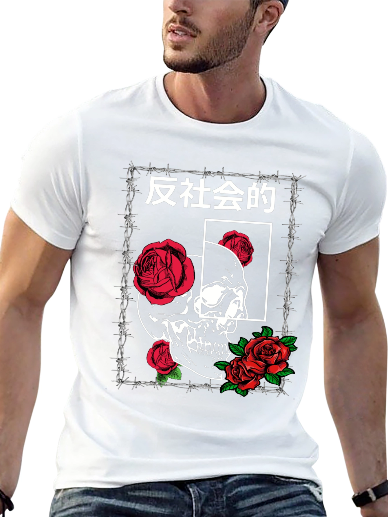 Skull & Roses Graphic Tee - Anti-Social Design