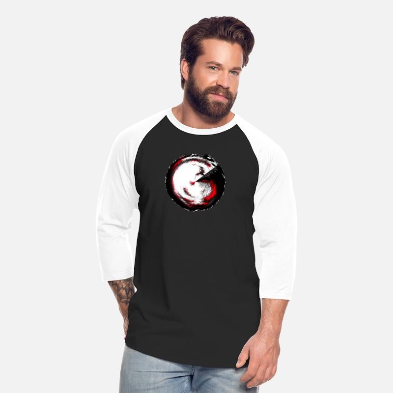 Abstract art, black white red circle, dark eye