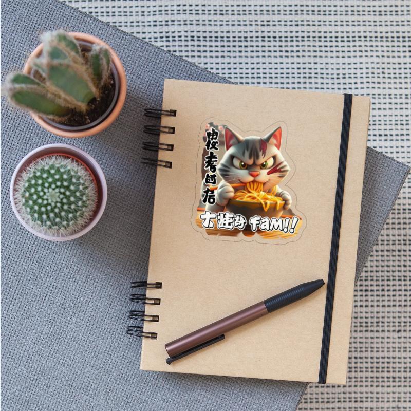 Angry Cat Eating Spicy Ramen Design