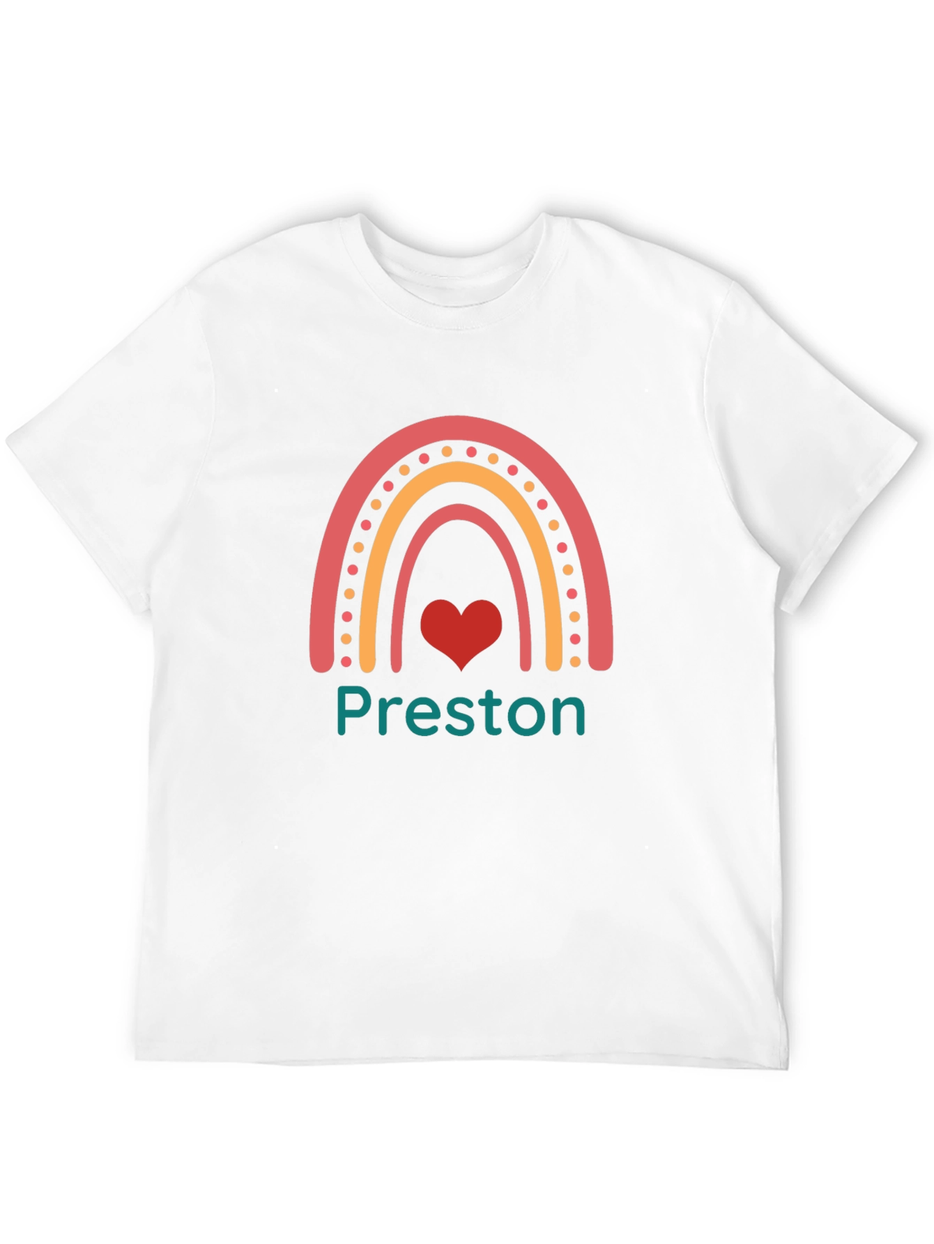 Personalized Rainbow Heart Black T-Shirt