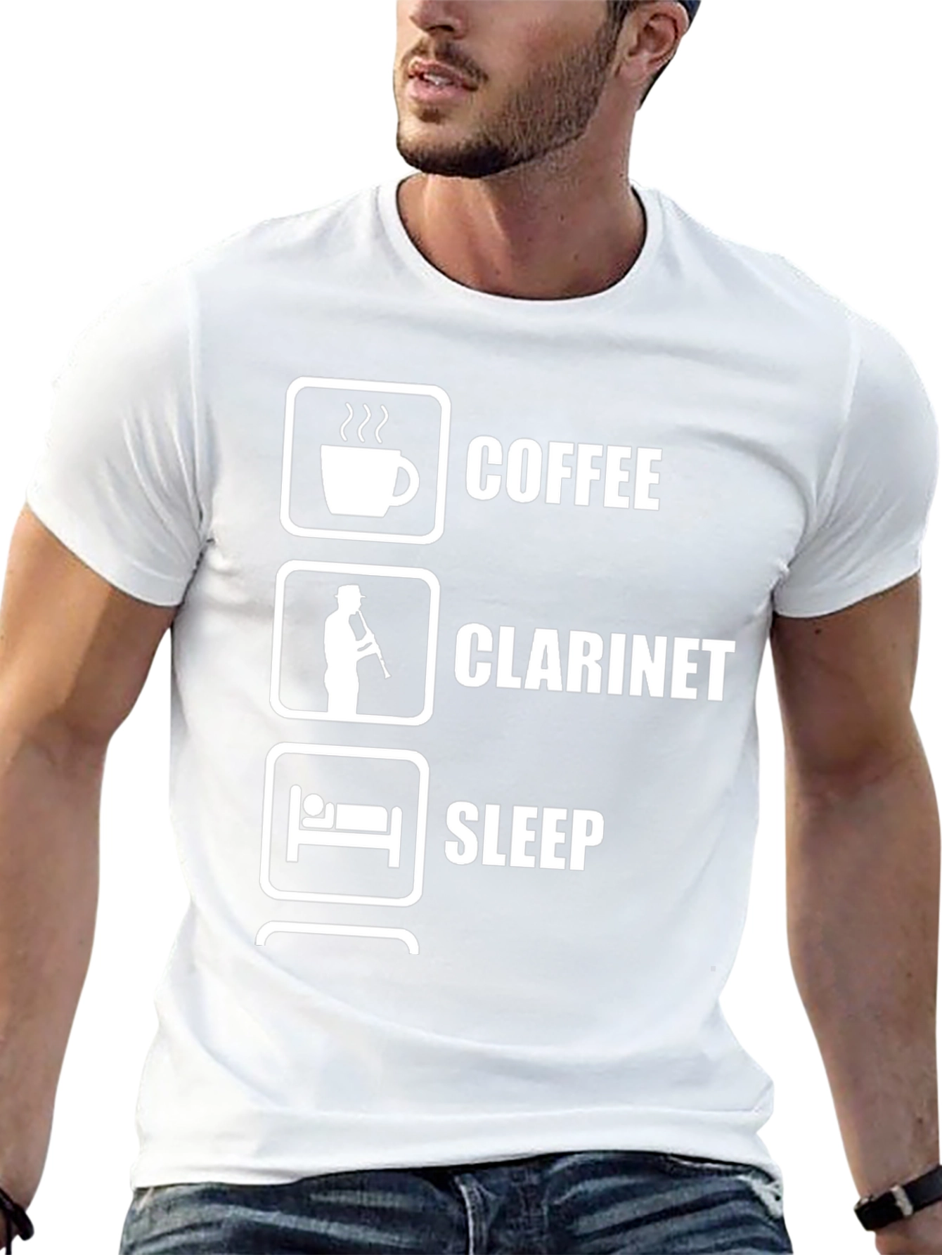Coffee Clarinet Sleep Black Graphic T-Shirt