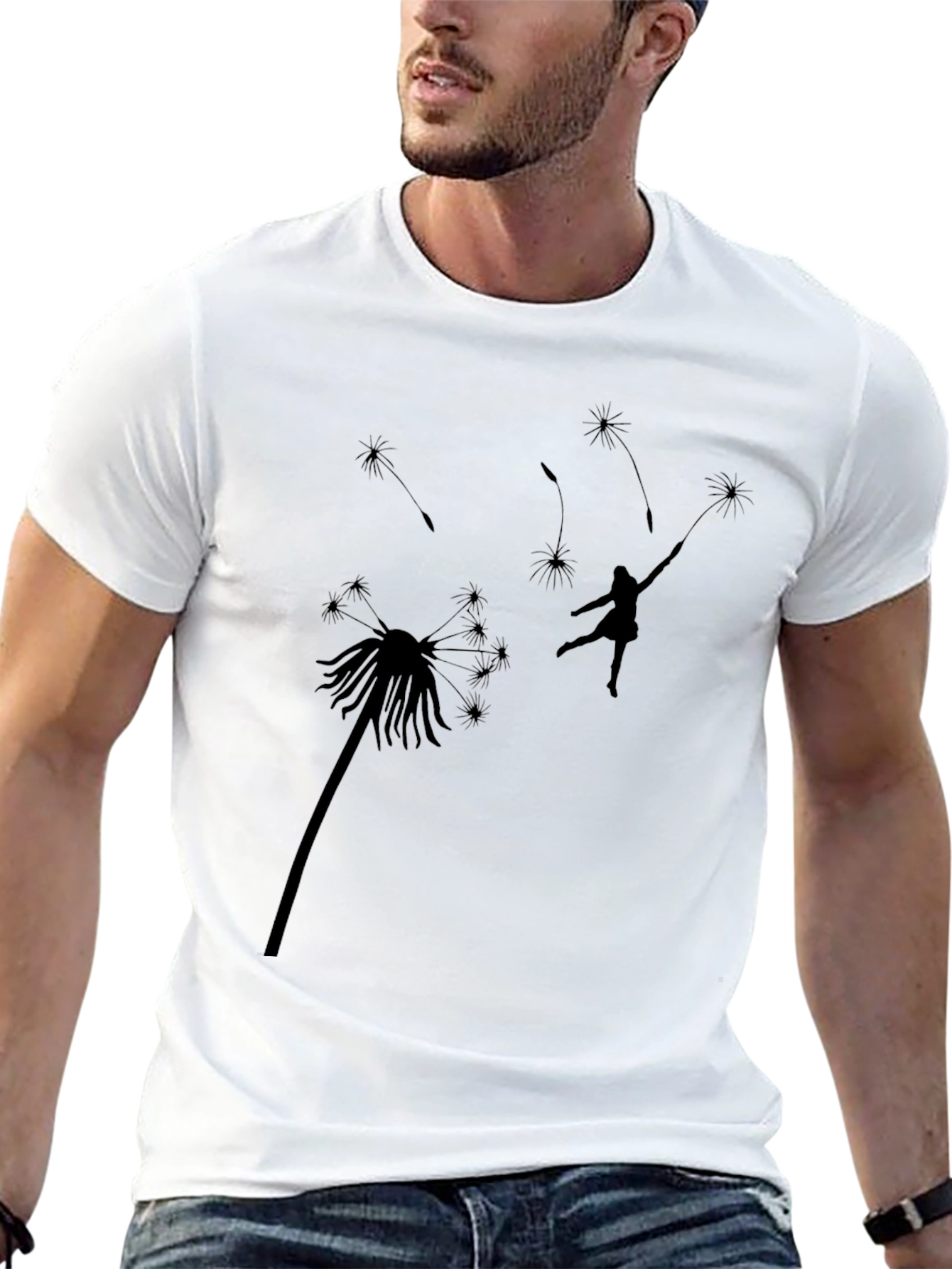 Dandelion Wish Graphic Tee - Black Cotton T-Shirt