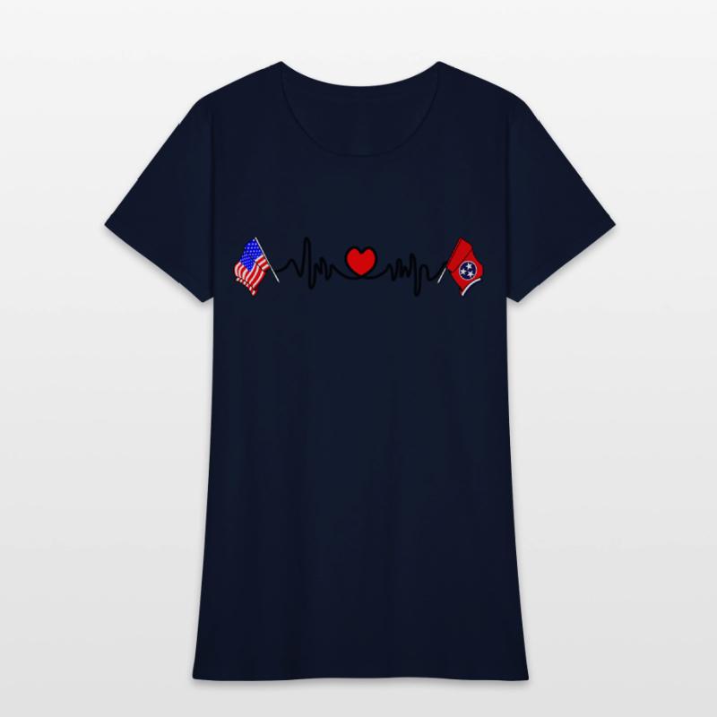 Cardio heart with Flag USA and flag Tennessee