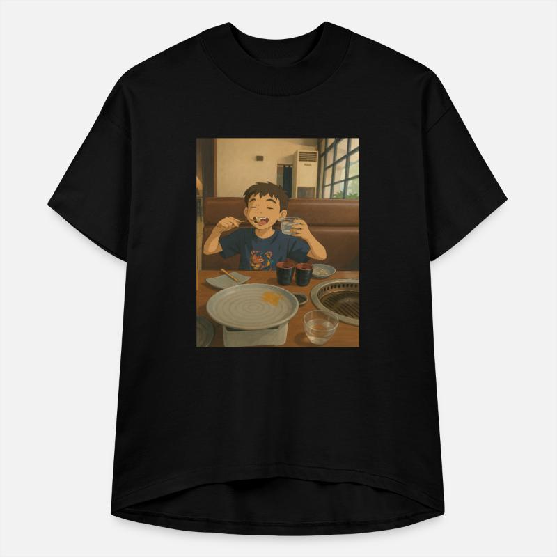 Child Enjoying Japanese Barbecue Scene