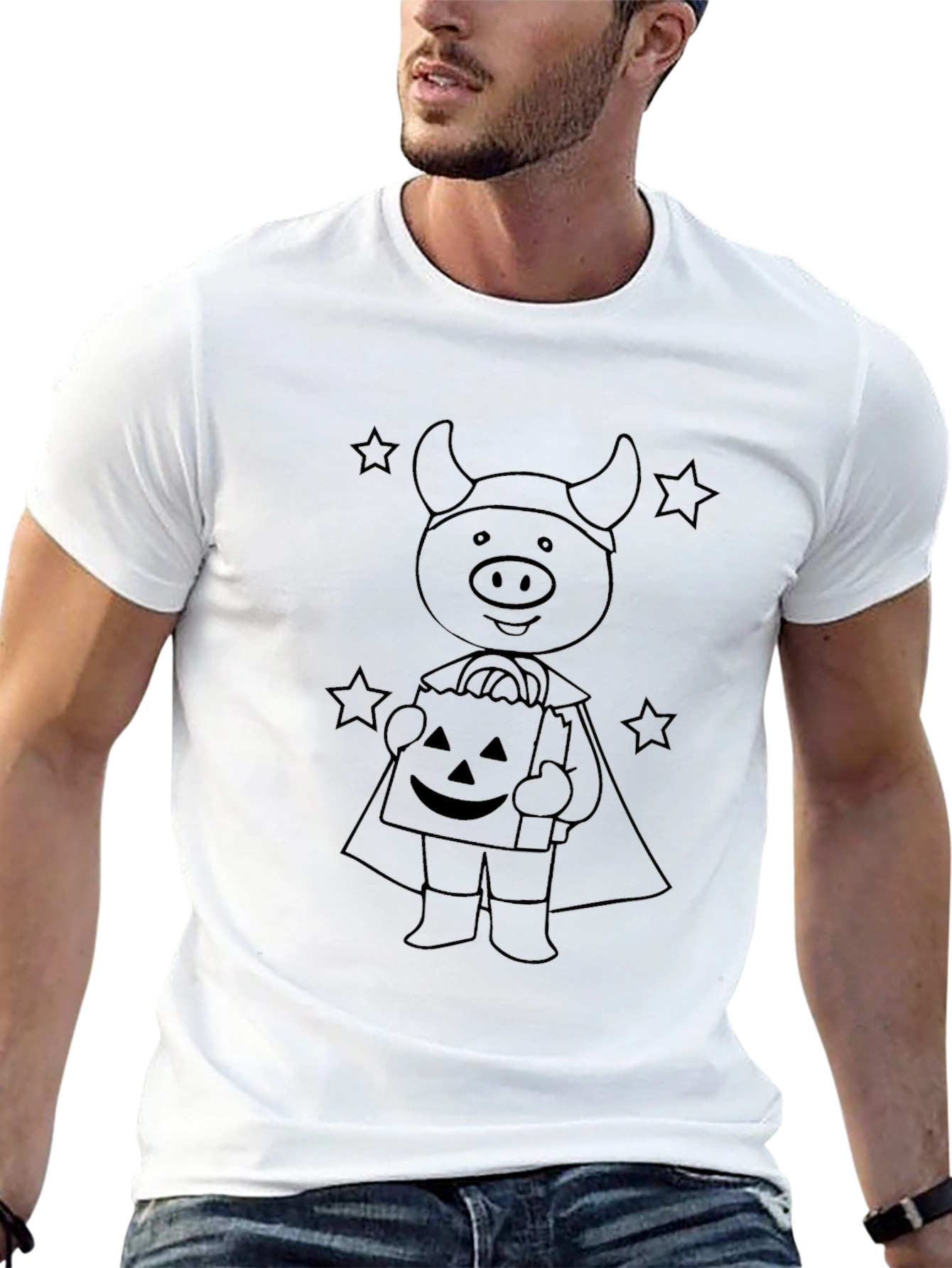 Halloween Pig Costume Black T-Shirt