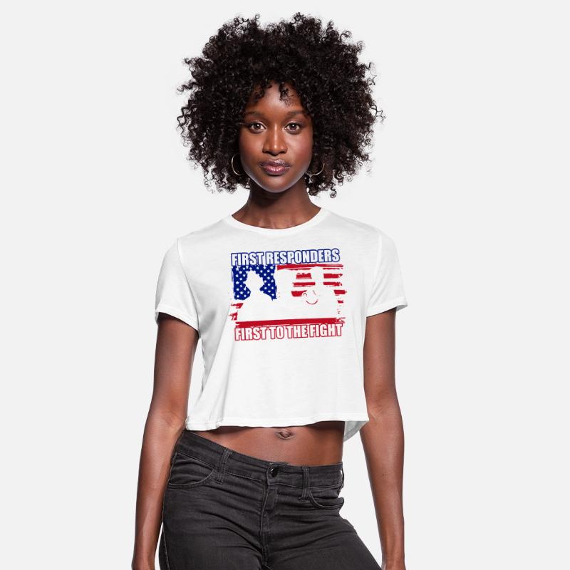 First Responders Silhouette Over USA Flag