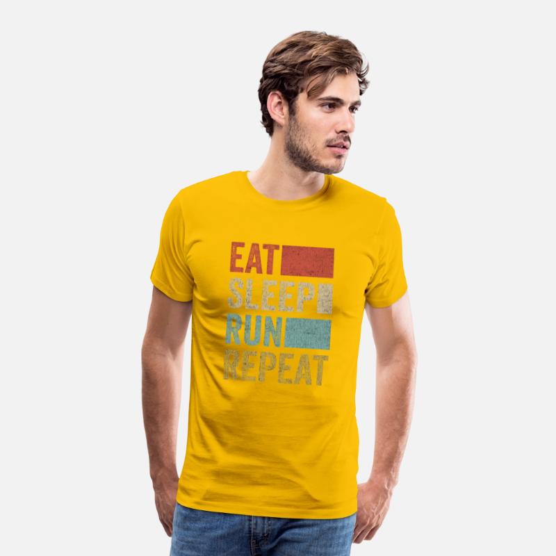 Funny Running Stuff Men Runner Retro Eat Sleep