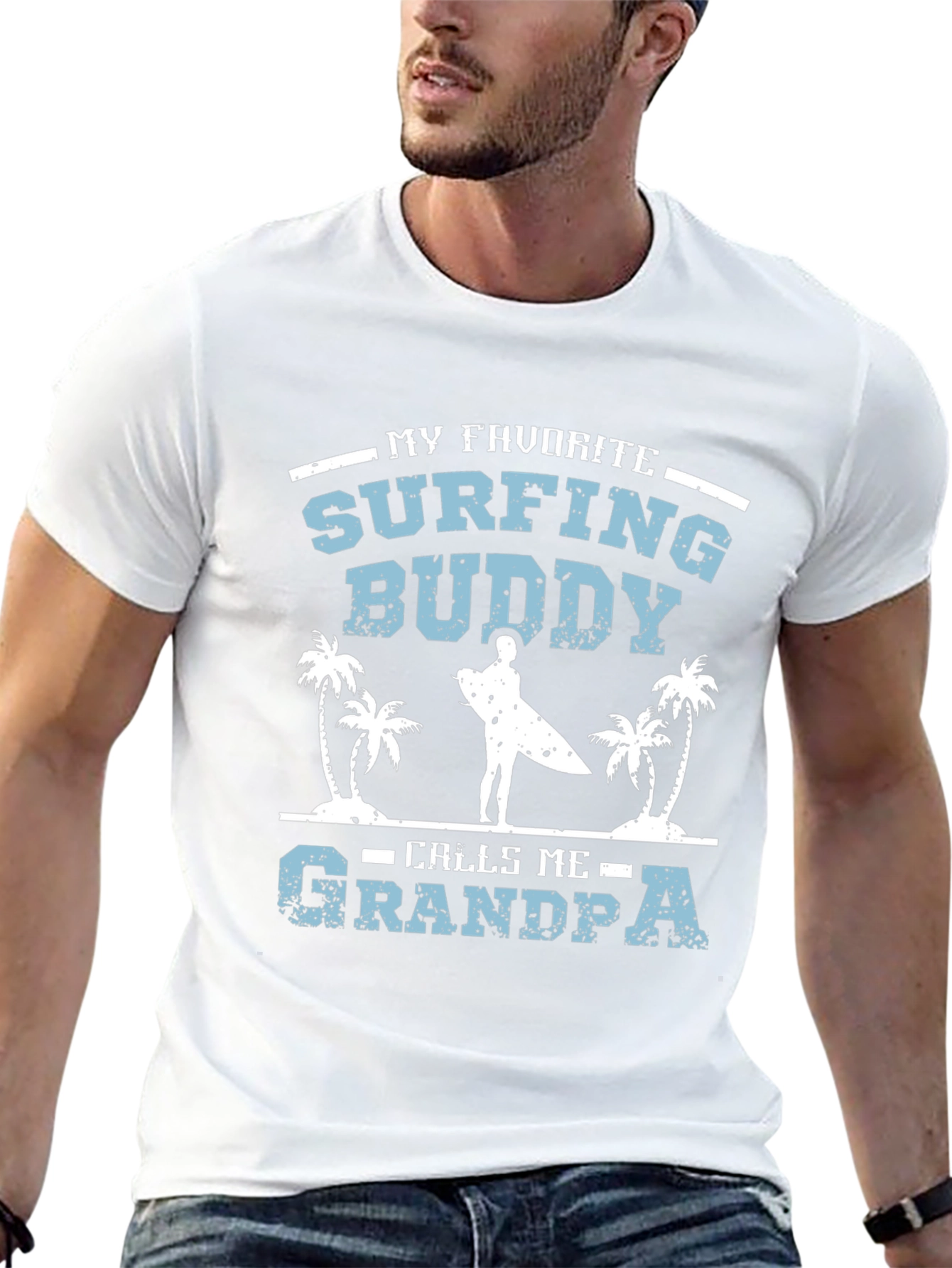 Surfing Buddy Grandpa T-Shirt