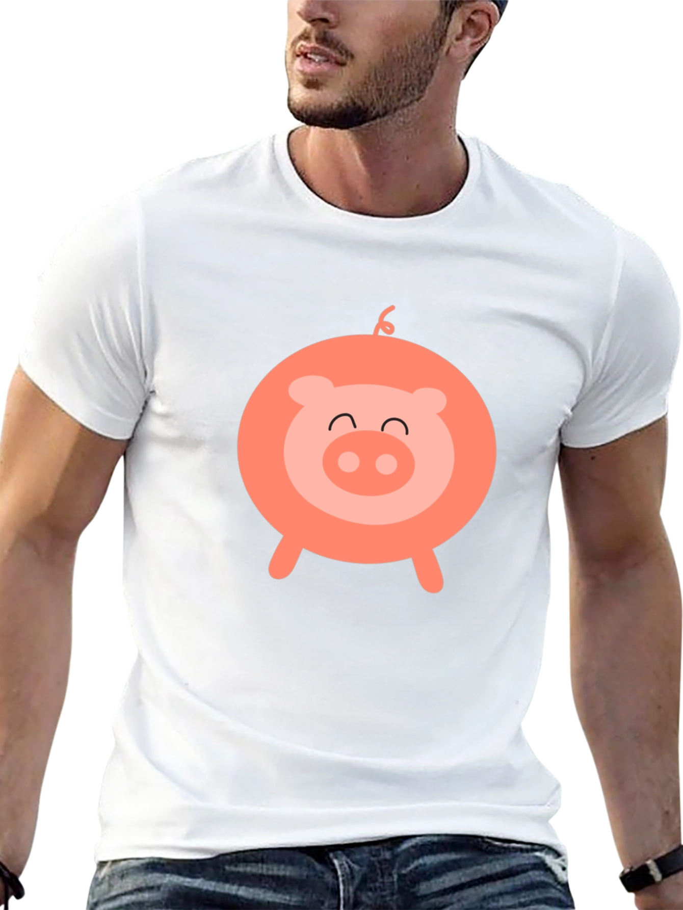 Cute Pig Graphic Black T-Shirt - Fun & Stylish!