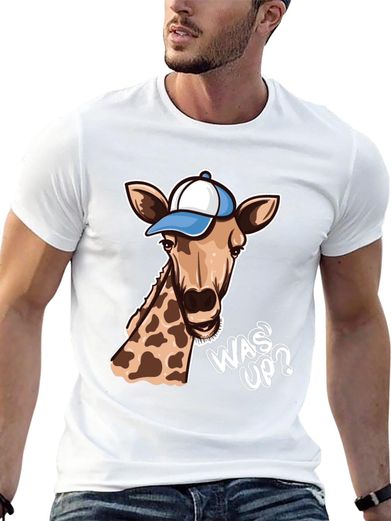 Cool Giraffe T-Shirt: Was Up? Black Tee