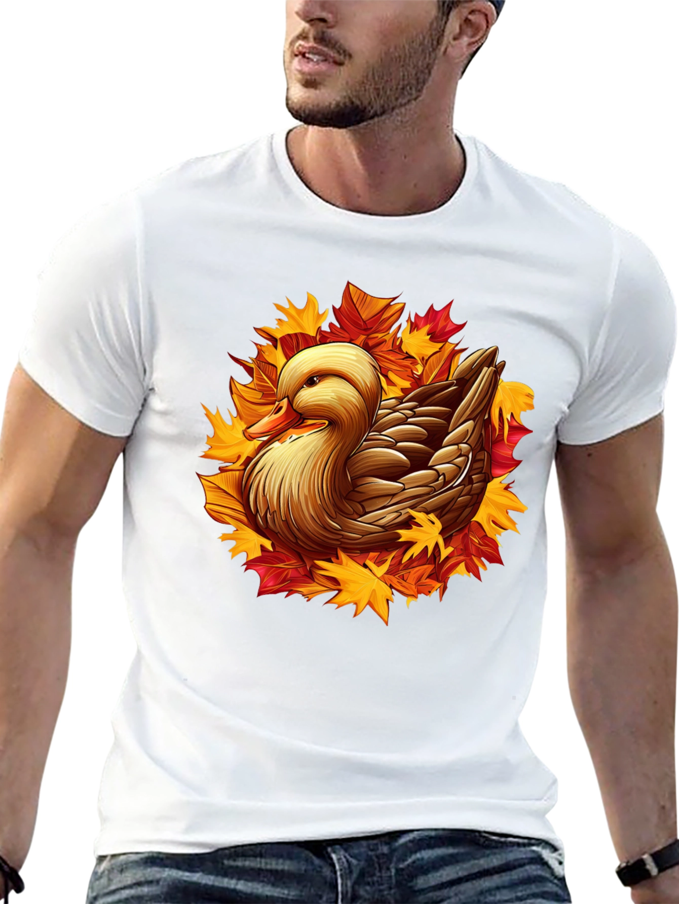 Autumn Duck Graphic T-Shirt - Black