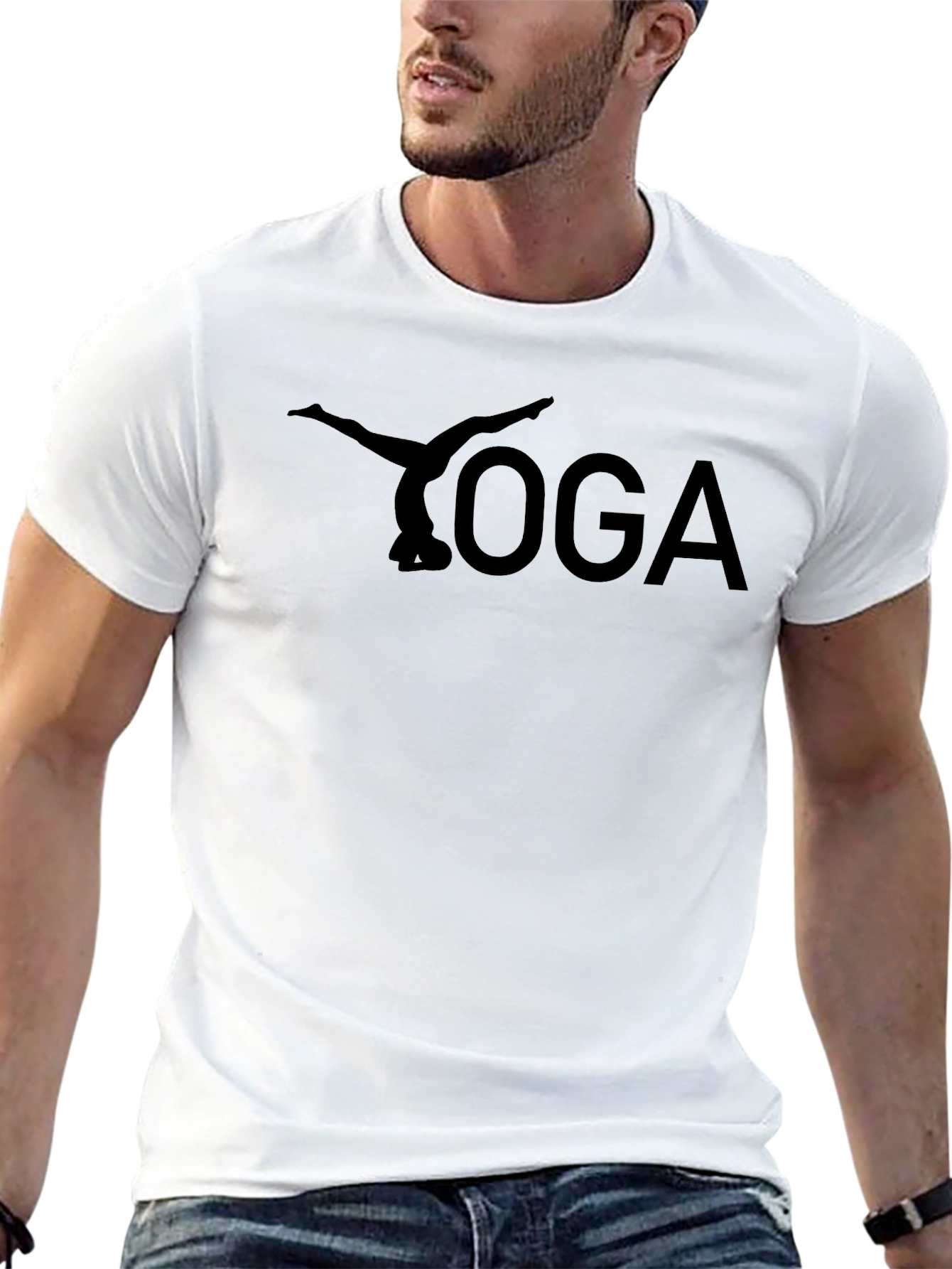 Yoga Pose Graphic Tee - Black Cotton Comfort