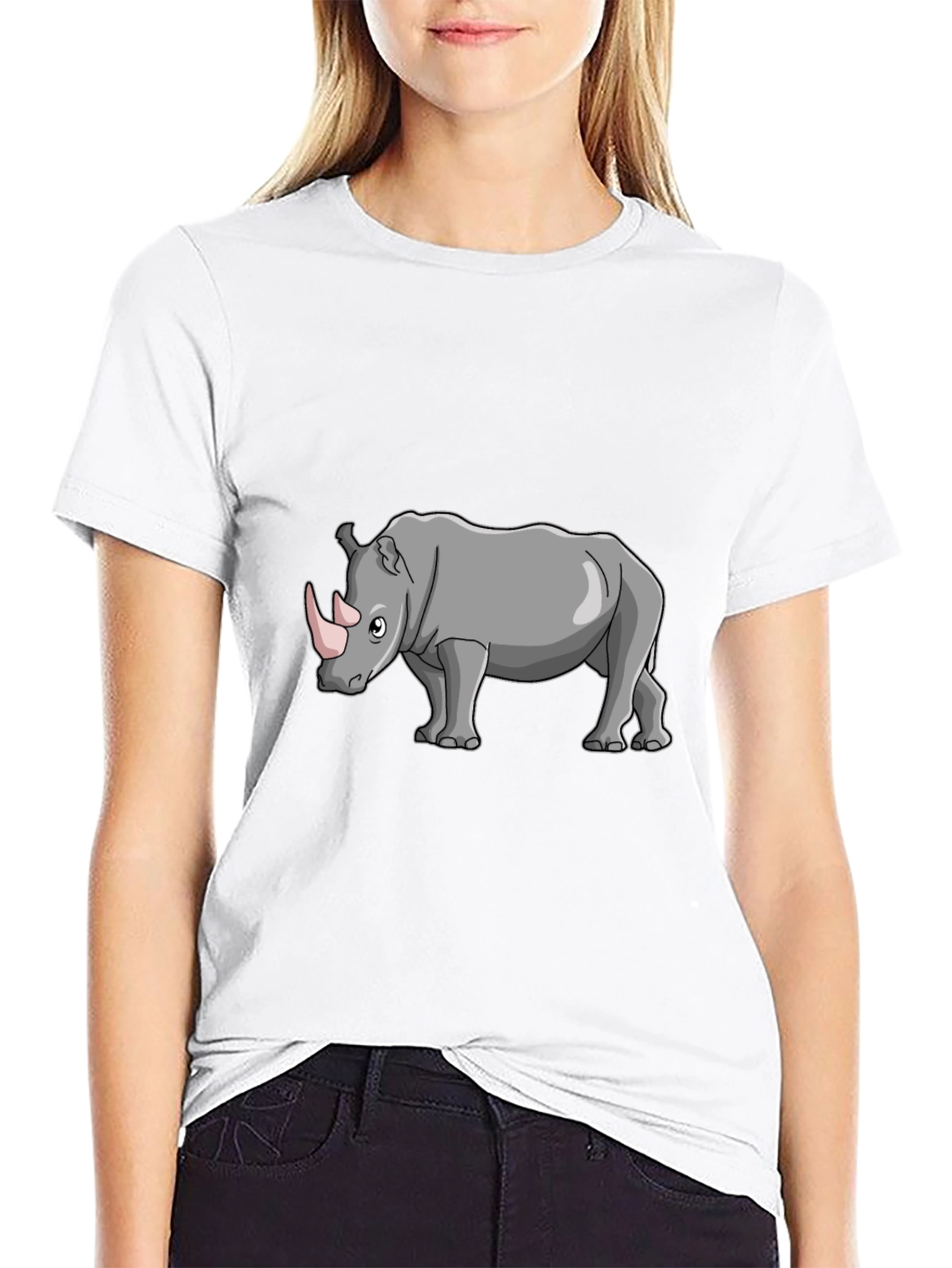 Cartoon Rhino Graphic T-Shirt