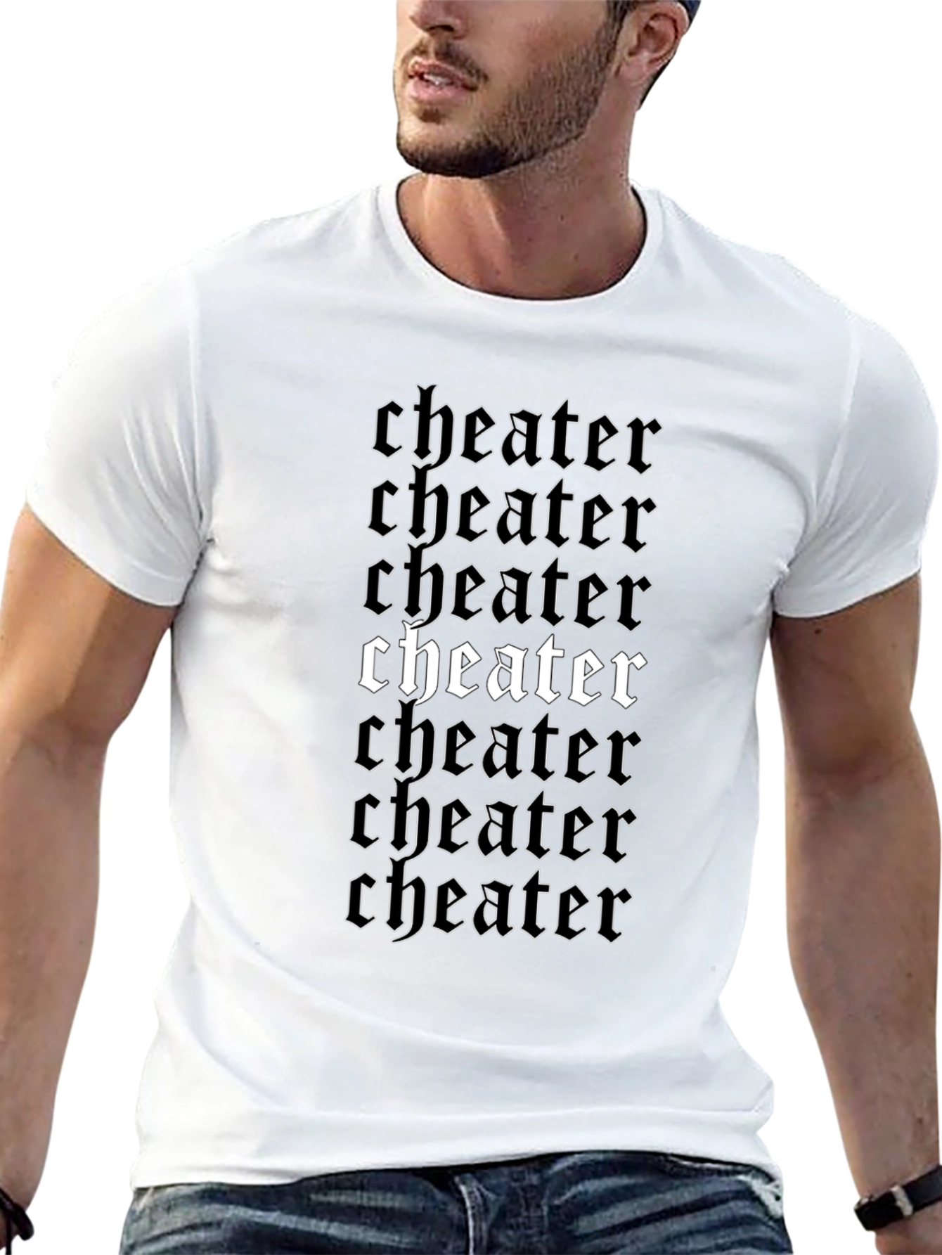 Cheater Graphic T-Shirt Black Cotton Tee for Men