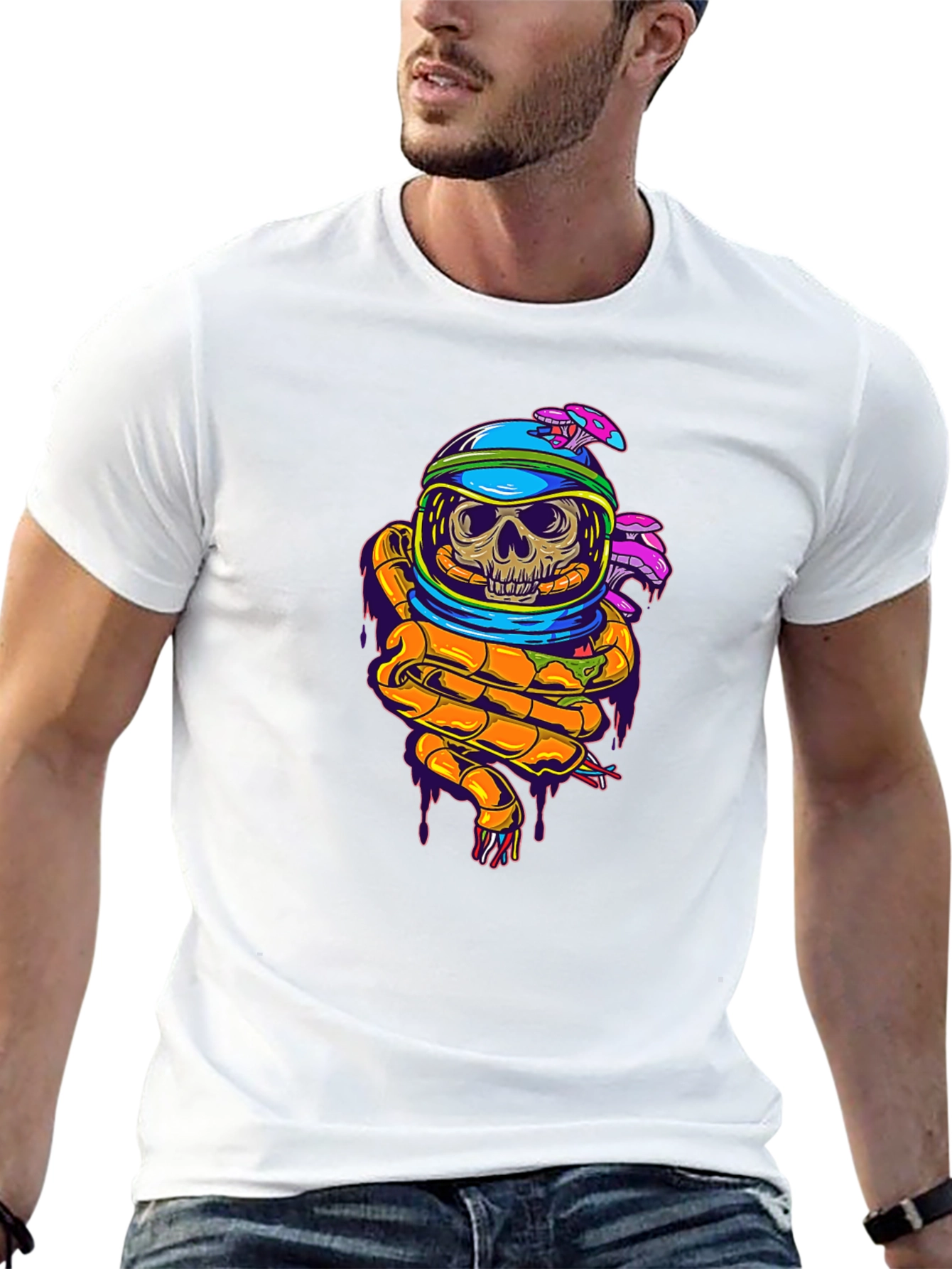 Skull in Space Helmet Graphic T-Shirt