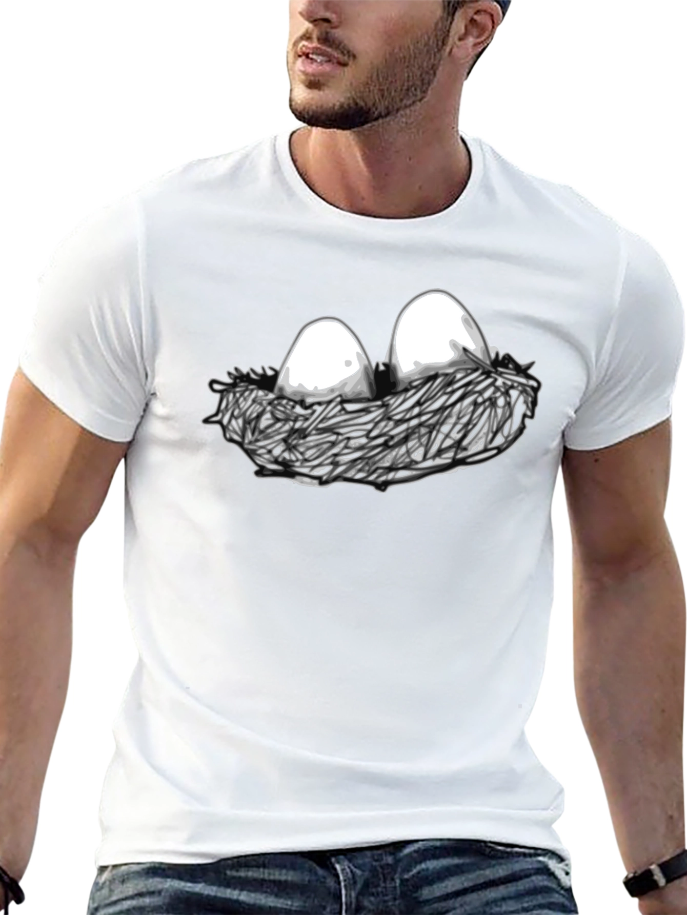 Eggs in Nest Graphic Black T-Shirt