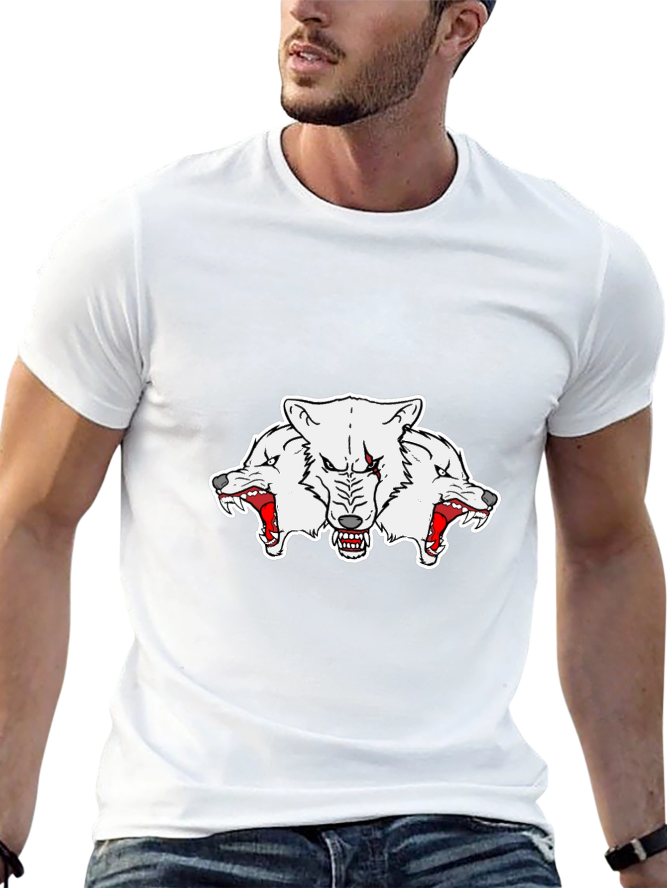 Three-Headed Wolf Graphic Tee - Mens Black T-Shirt