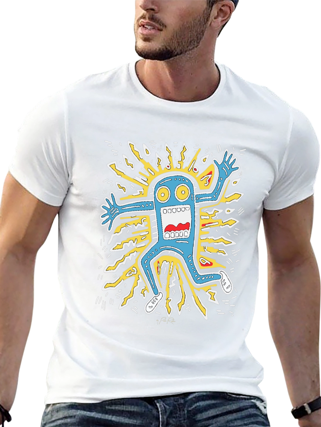 Monster Graphic Tee - Bold Black Cotton T-Shirt