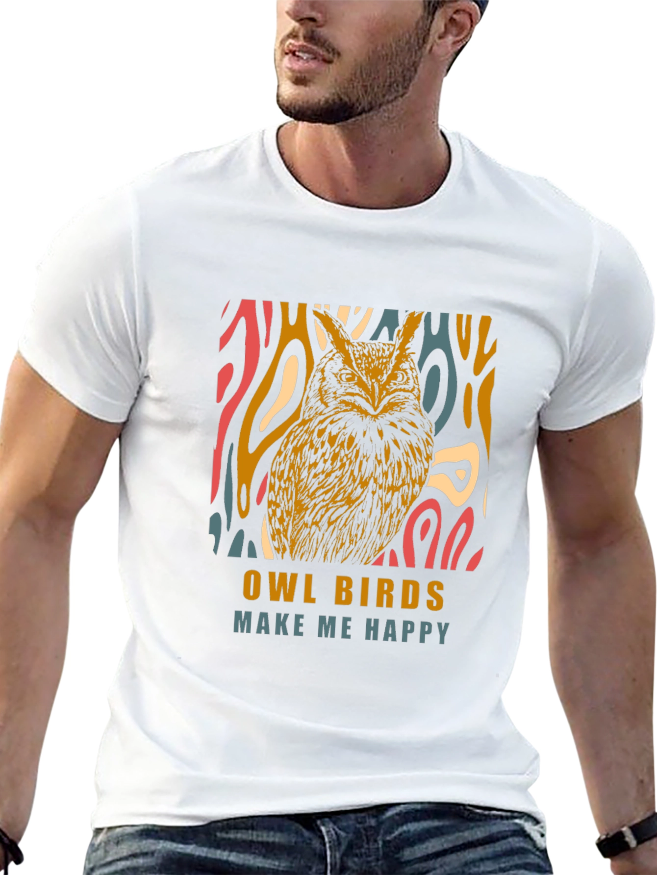 Owl Birds Make Me Happy Graphic T-Shirt