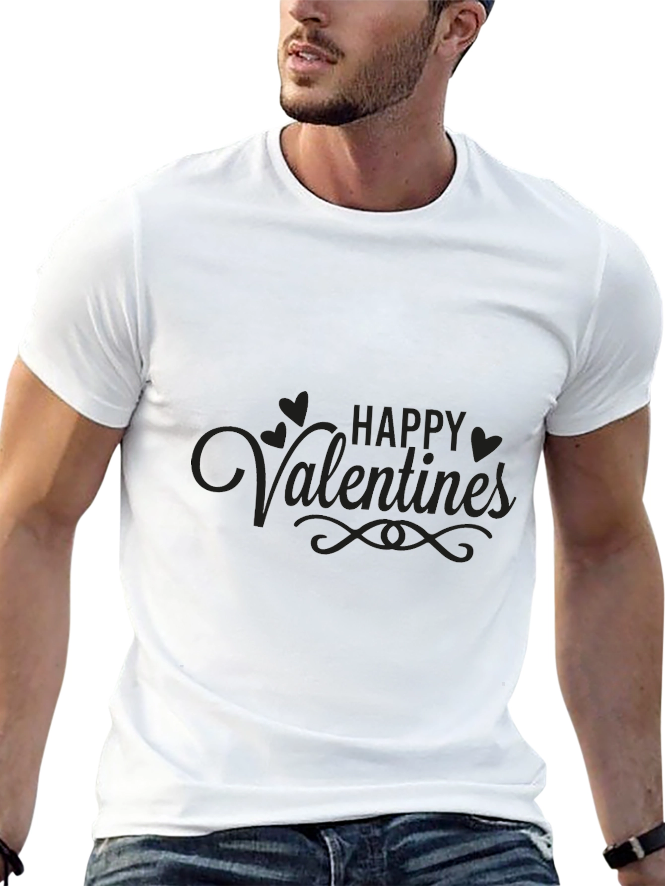 Mens Black Happy Valentines T-Shirt