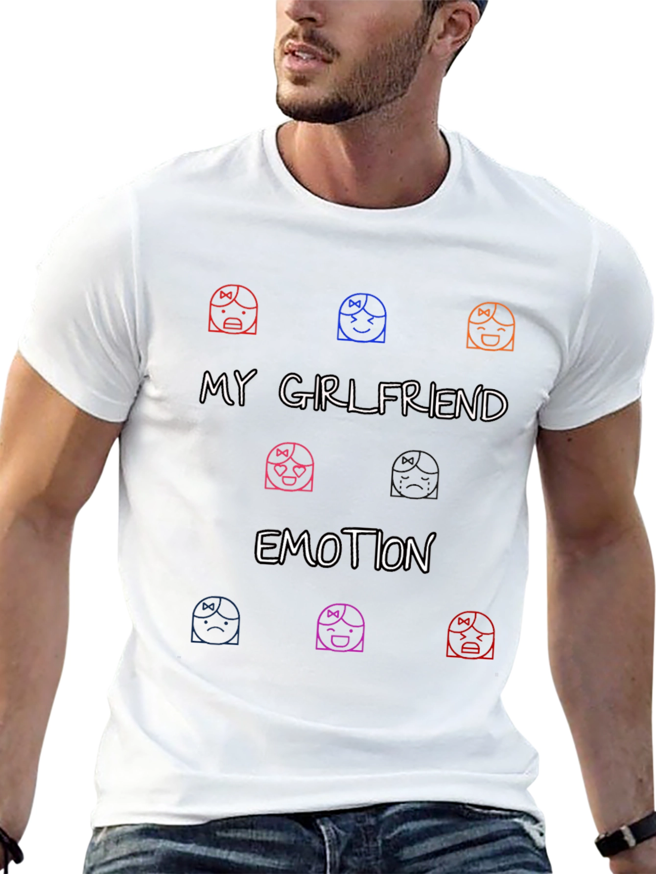 My Girlfriend Emotion Graphic Tee - Black T-Shirt