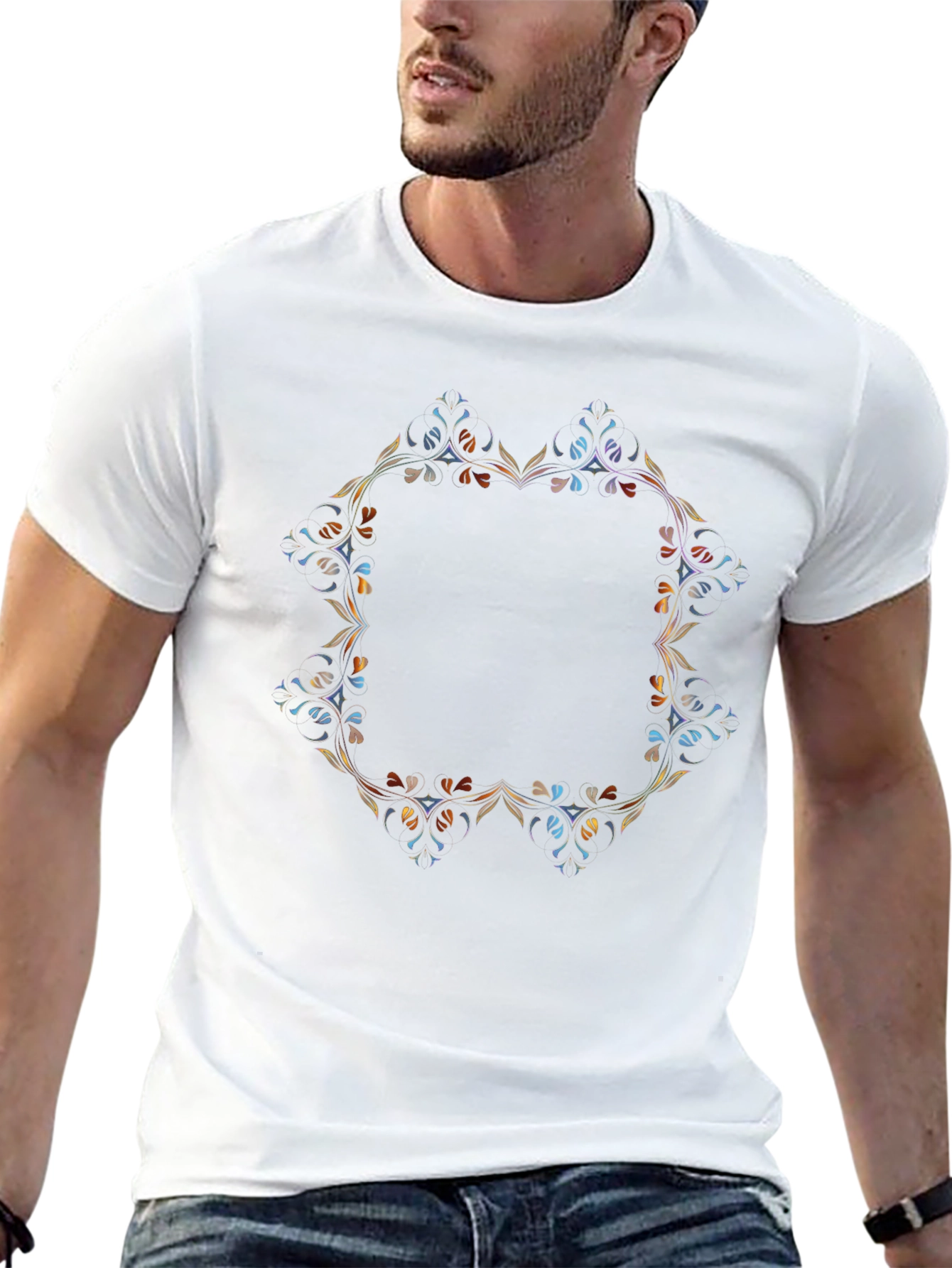 Floral Mandala Graphic Black T-Shirt