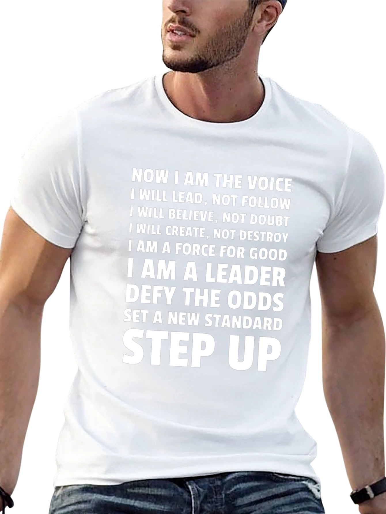 Inspirational Slogan T-Shirt - Lead Believe Create