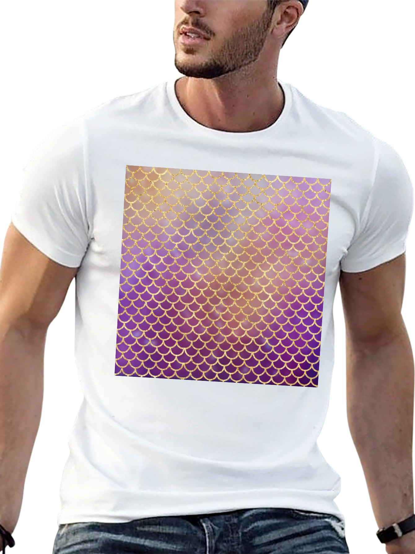Mermaid Scale Graphic Tee - Stylish Black T-Shirt