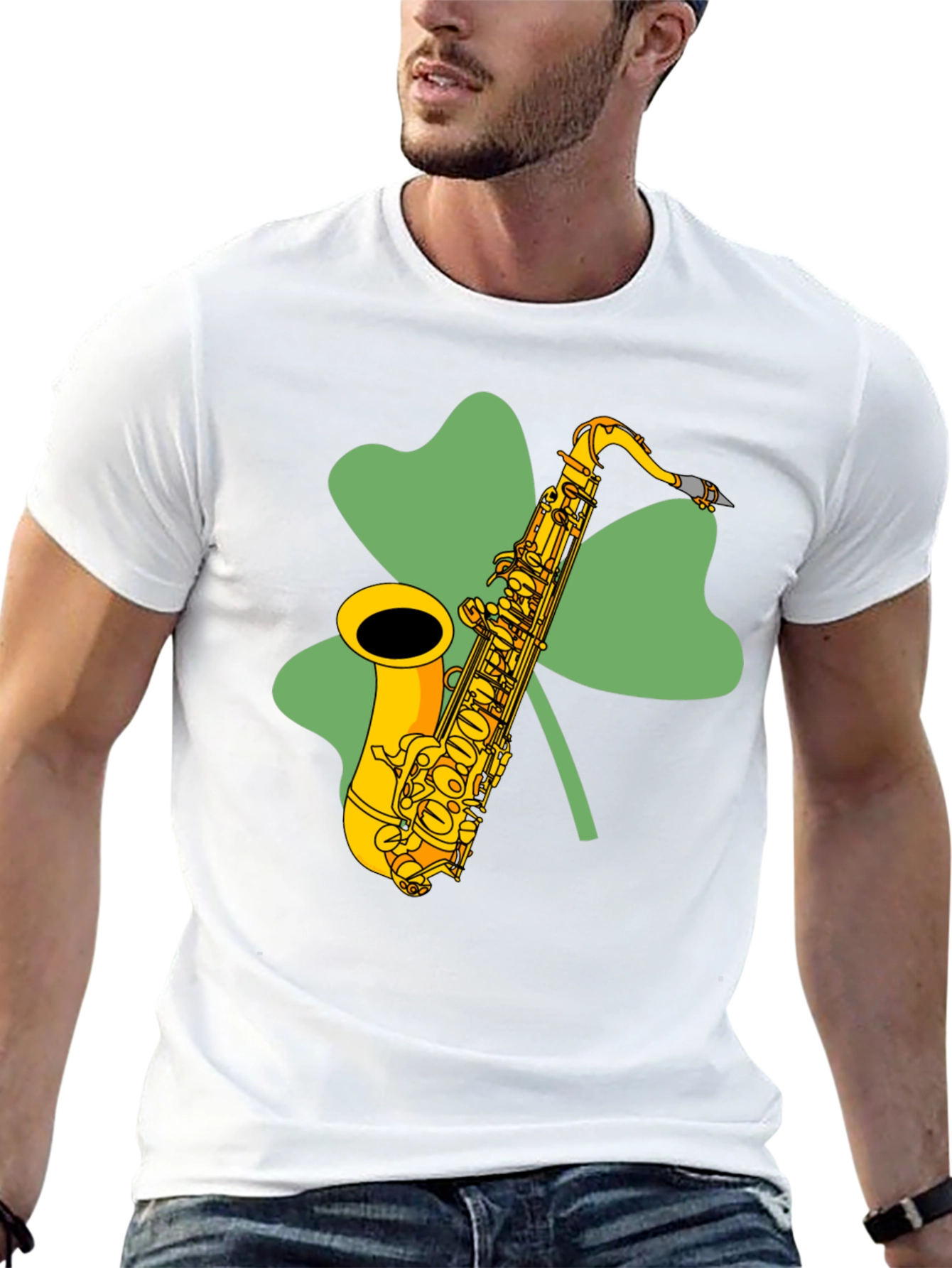 St. Patricks Day Saxophone Shamrock T-Shirt