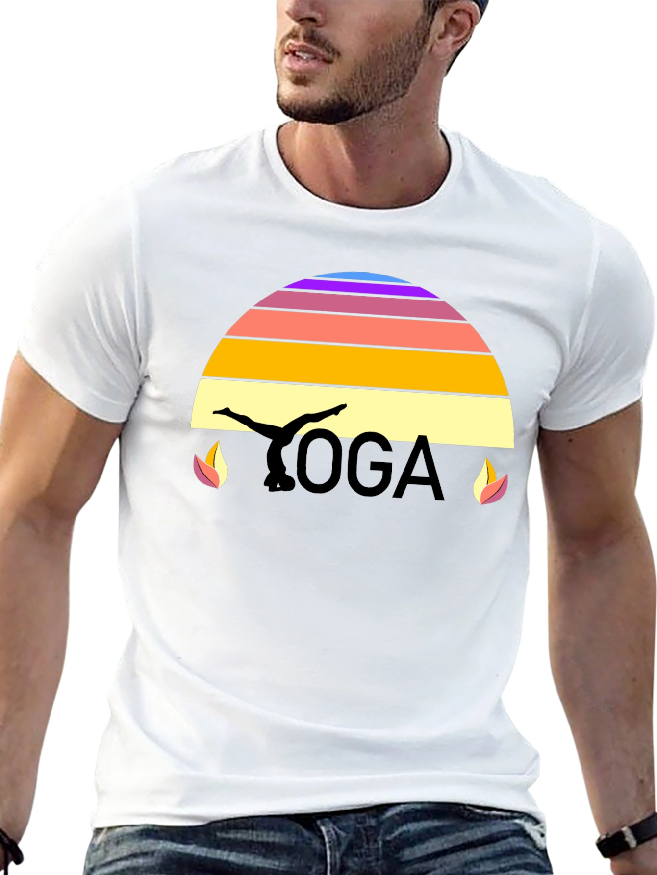 Yoga Sunset Graphic T-Shirt - Black