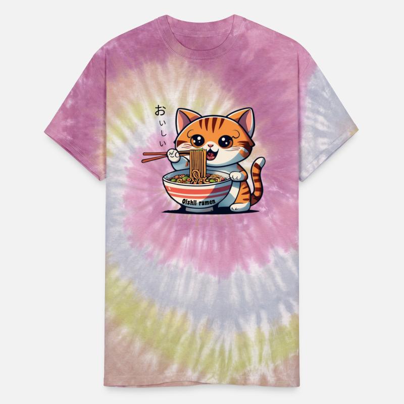 Ramen Cat Eating Oishii Noodles With Chopsticks