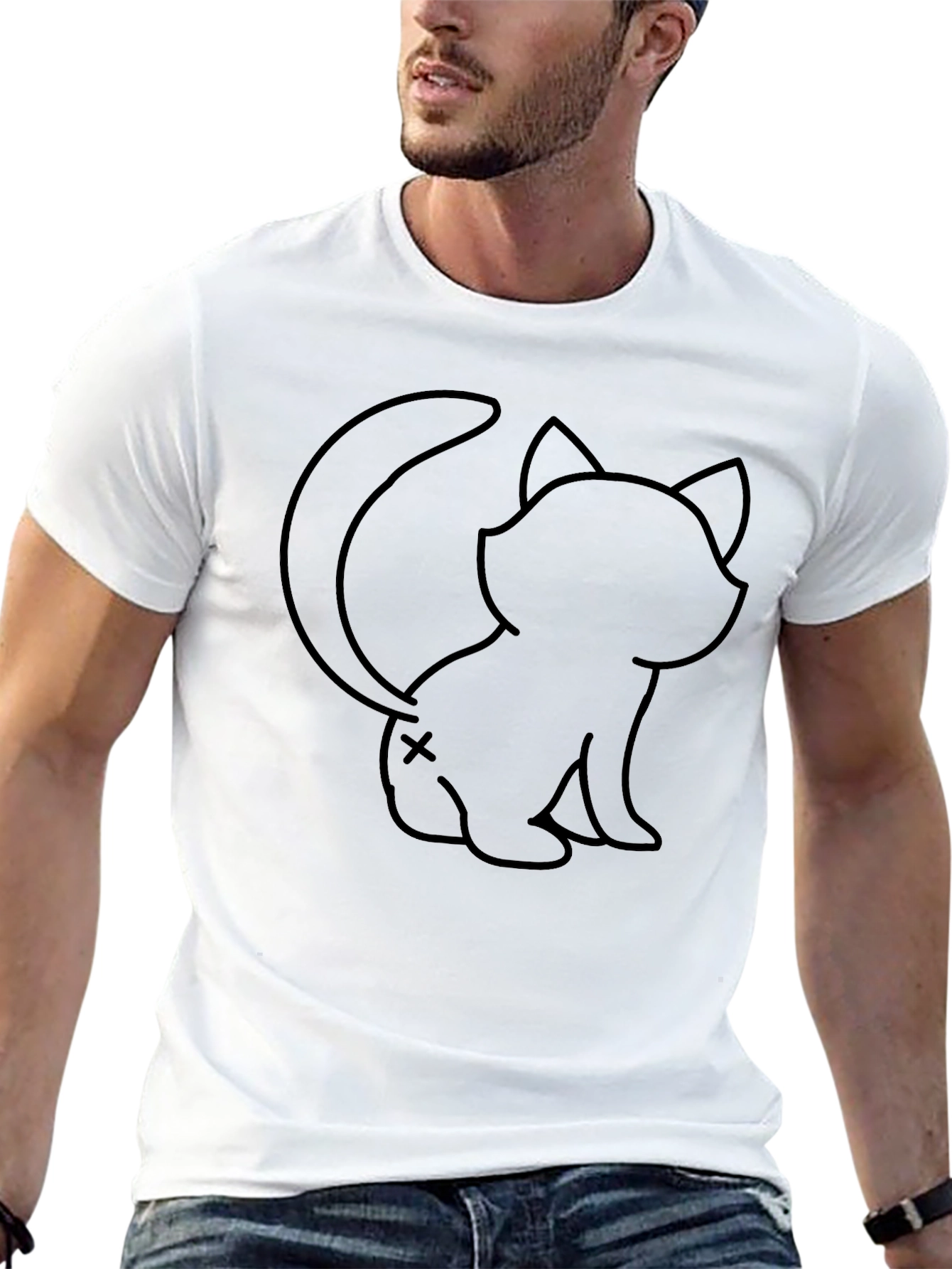 Black Cat Graphic Tee - Funny Cartoon Kitten Shirt