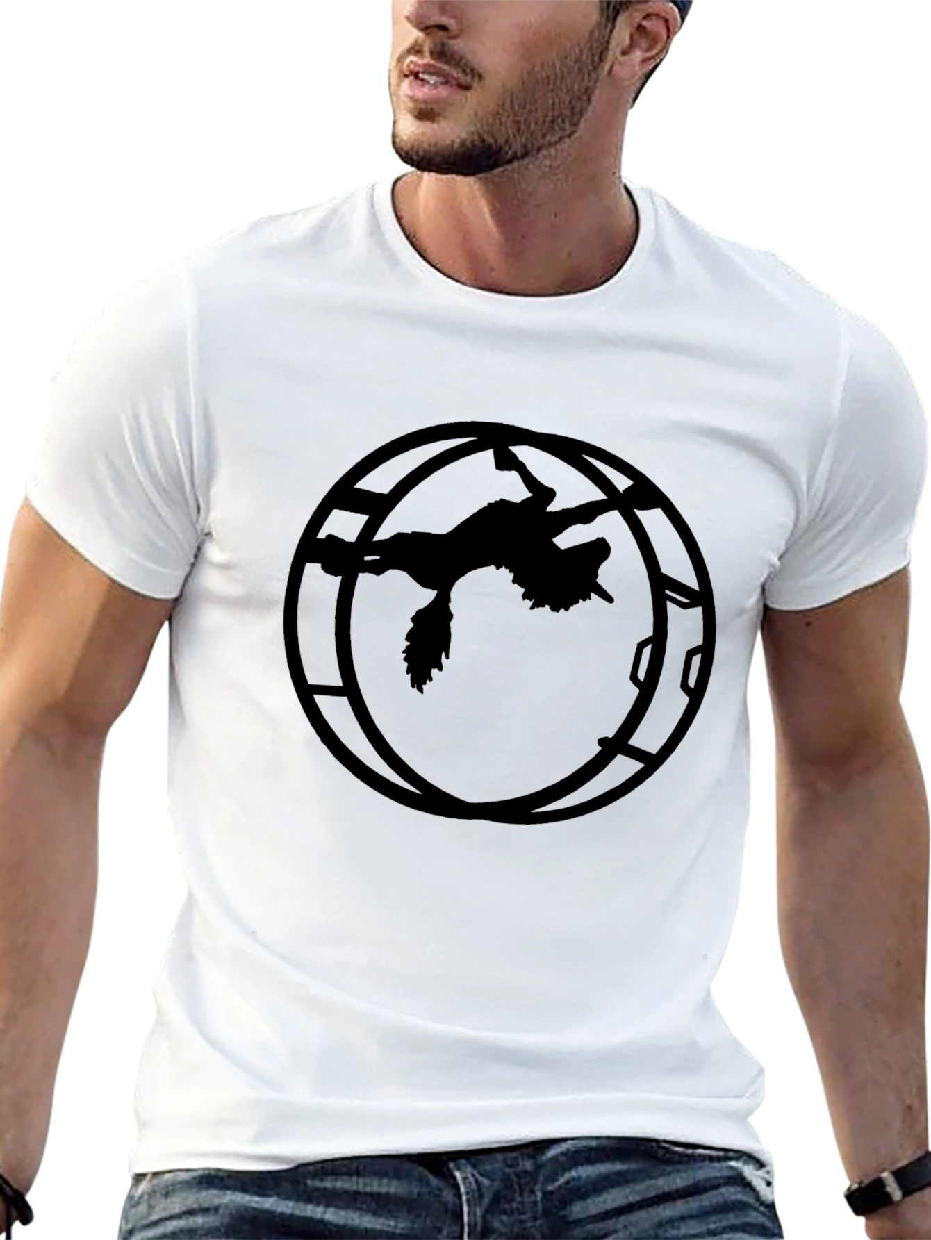 Mens Black Graphic T-Shirt - Wolf Silhouette Design