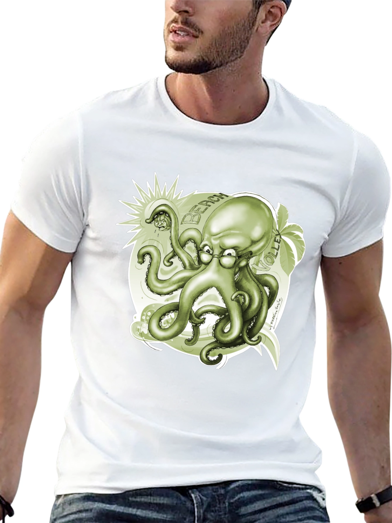 Octopus Beach Volleyball Graphic T-Shirt