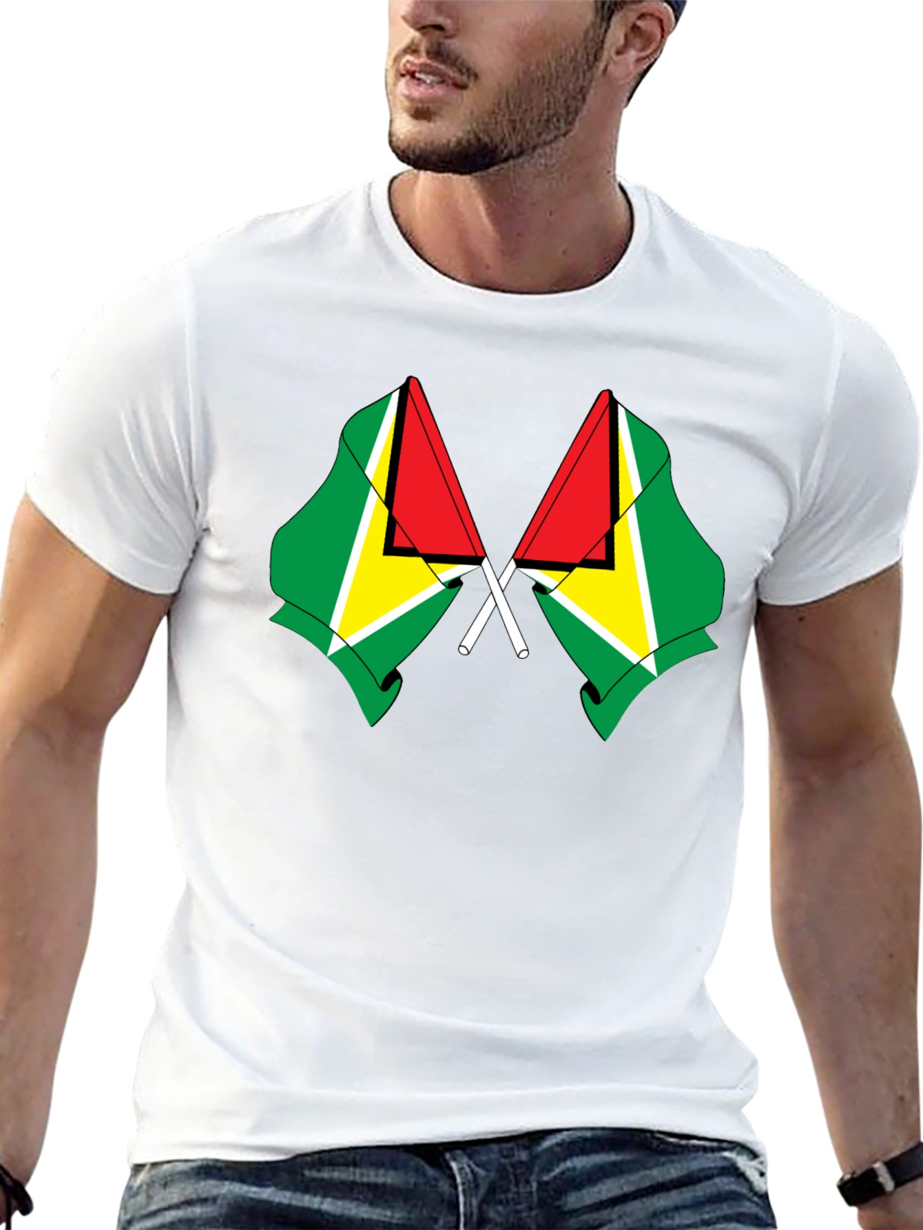 Guyana Flag T-Shirt - Black Cotton Tee