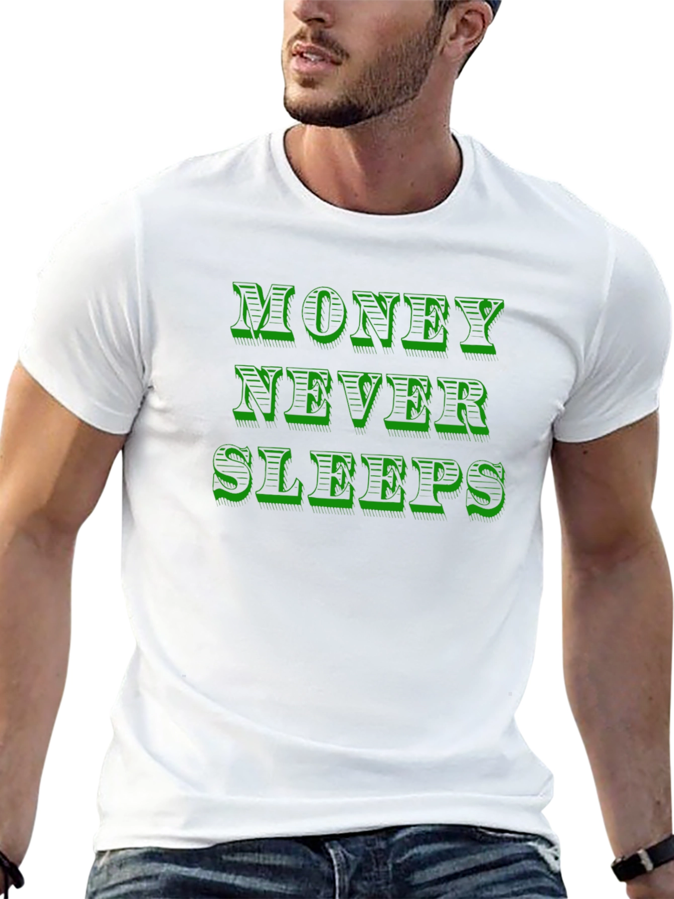 Money Never Sleeps Graphic T-Shirt - Black