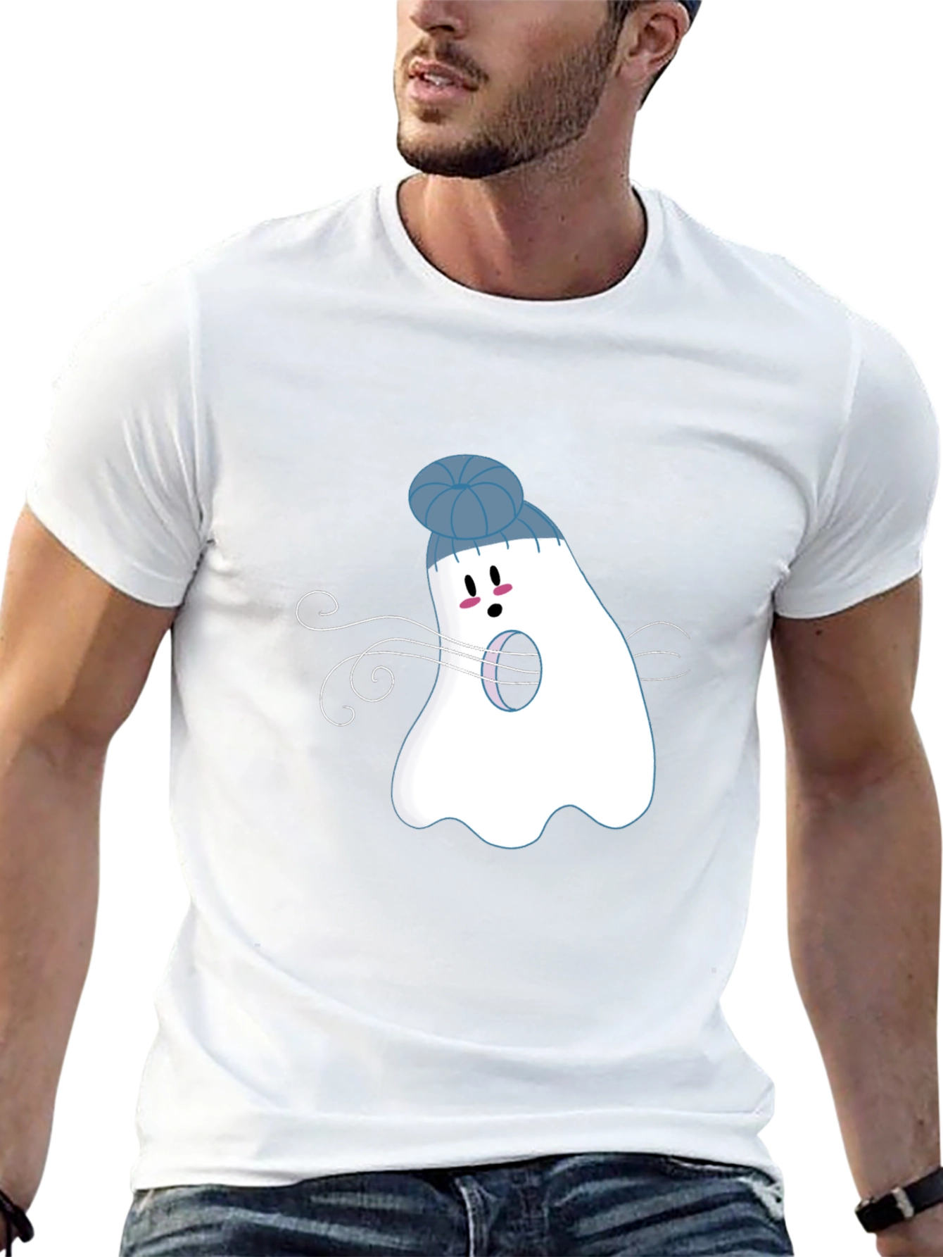 Ghost with Beanie T-Shirt: Spooky Season
