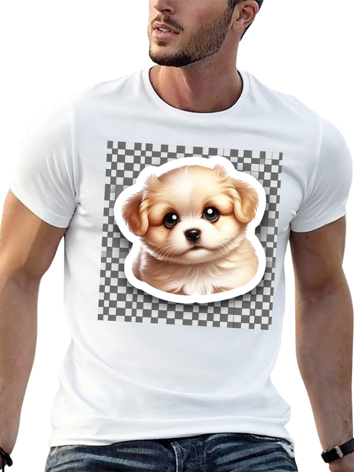 Cute Puppy Graphic Black T-Shirt