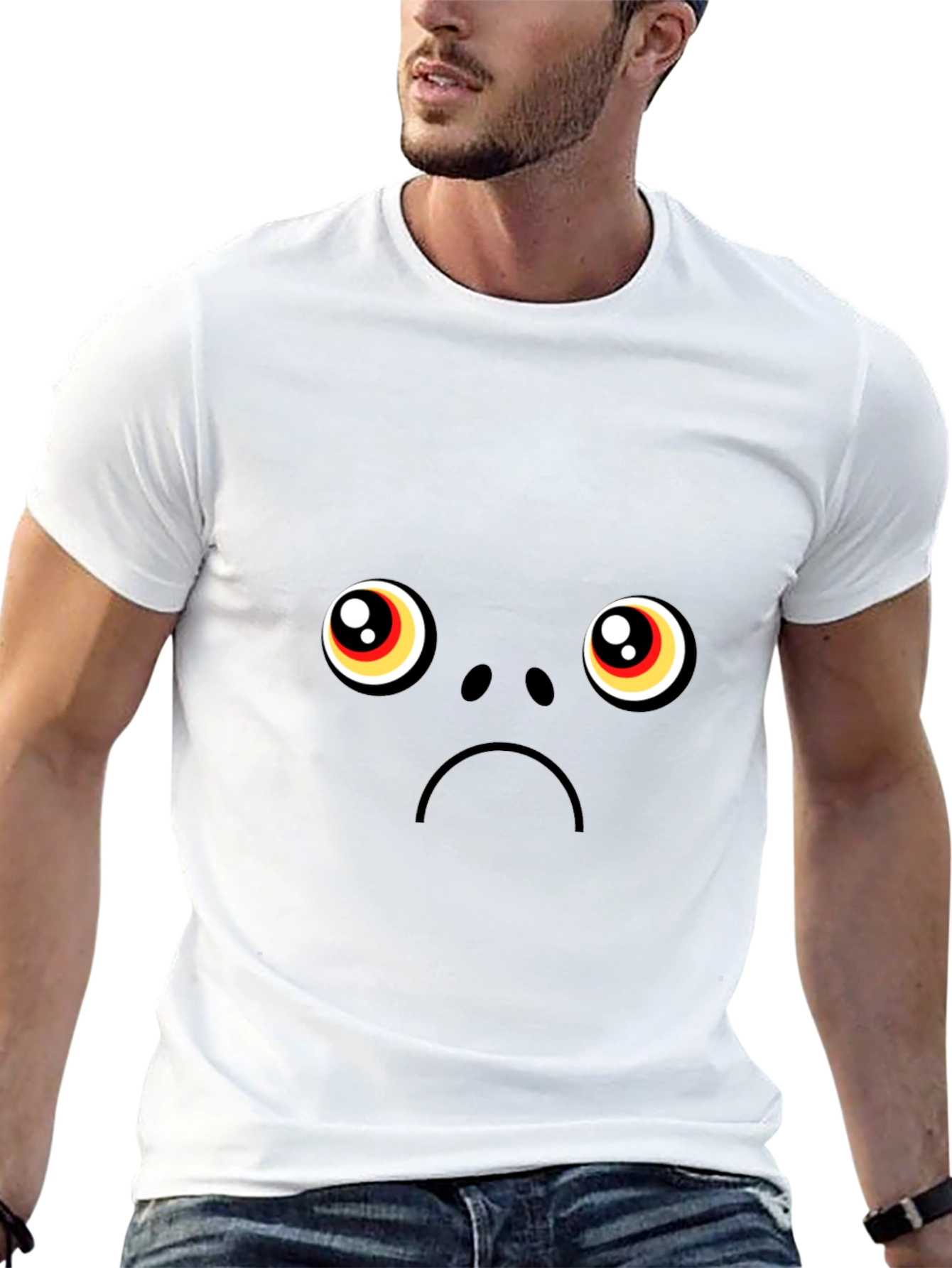 Sad Pug Face Black T-Shirt - Express Your Mood