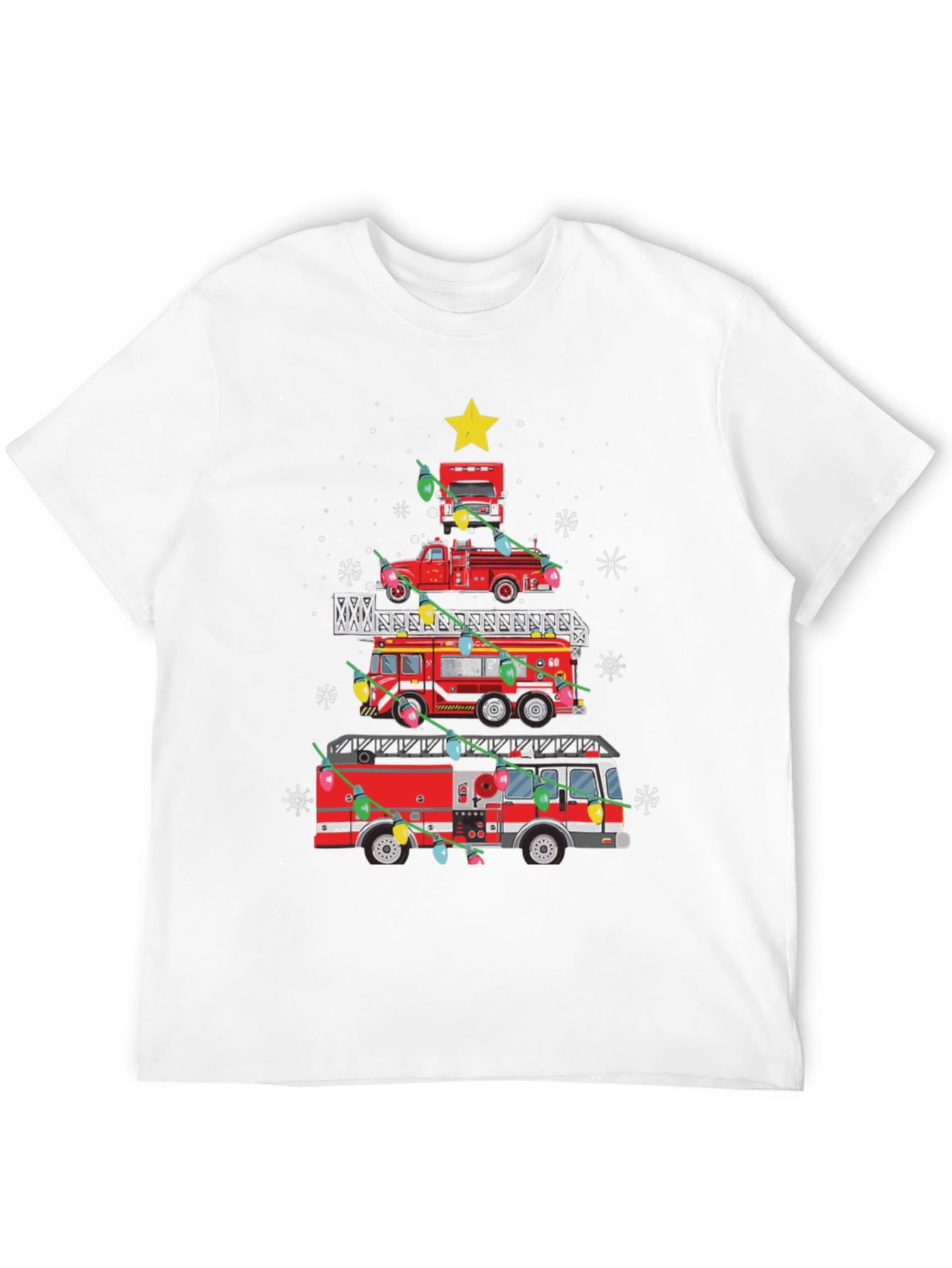 Firetruck Christmas Tree Tee - Holiday Firefighter Shirt