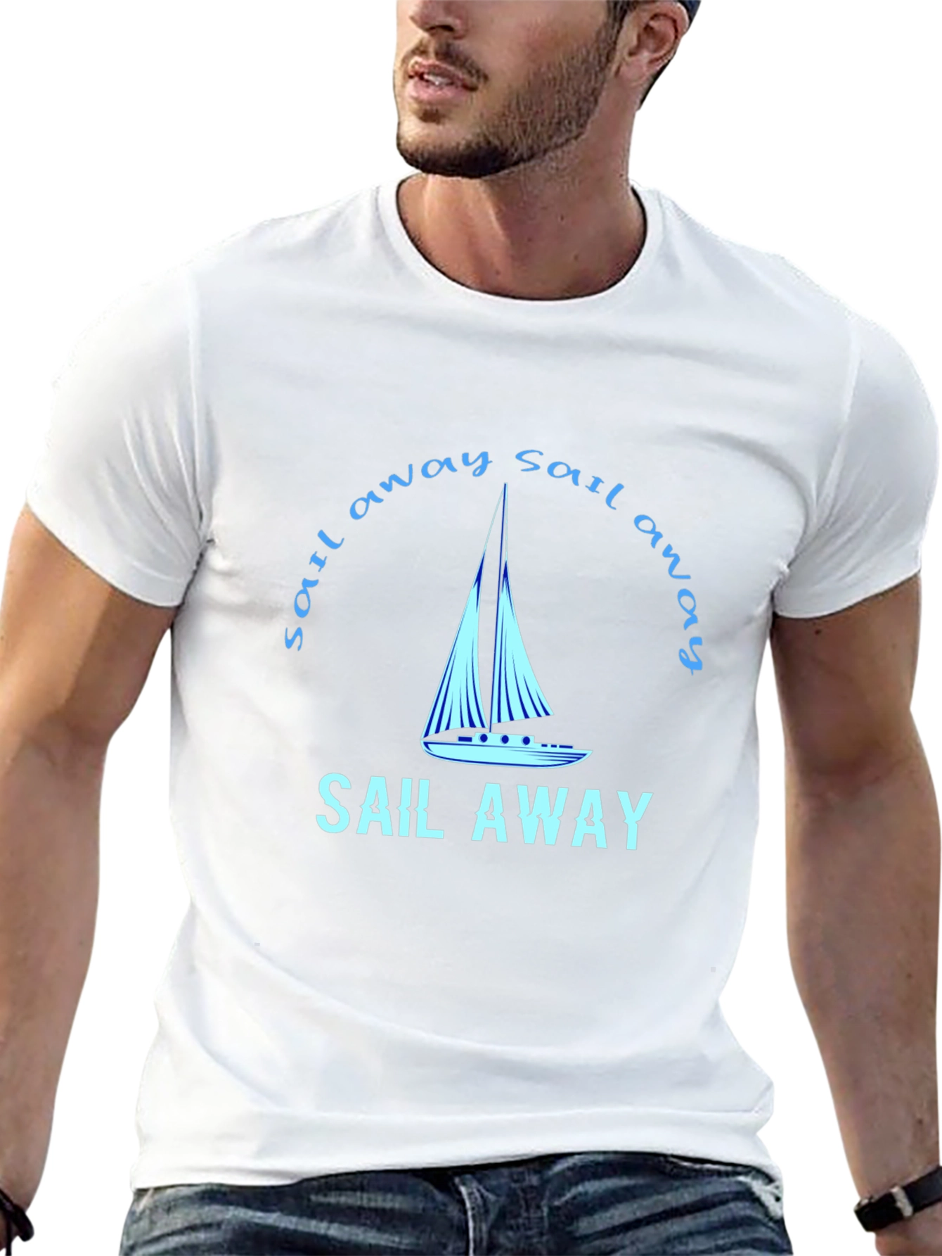 Sail Away Graphic Tee - Black Cotton T-Shirt