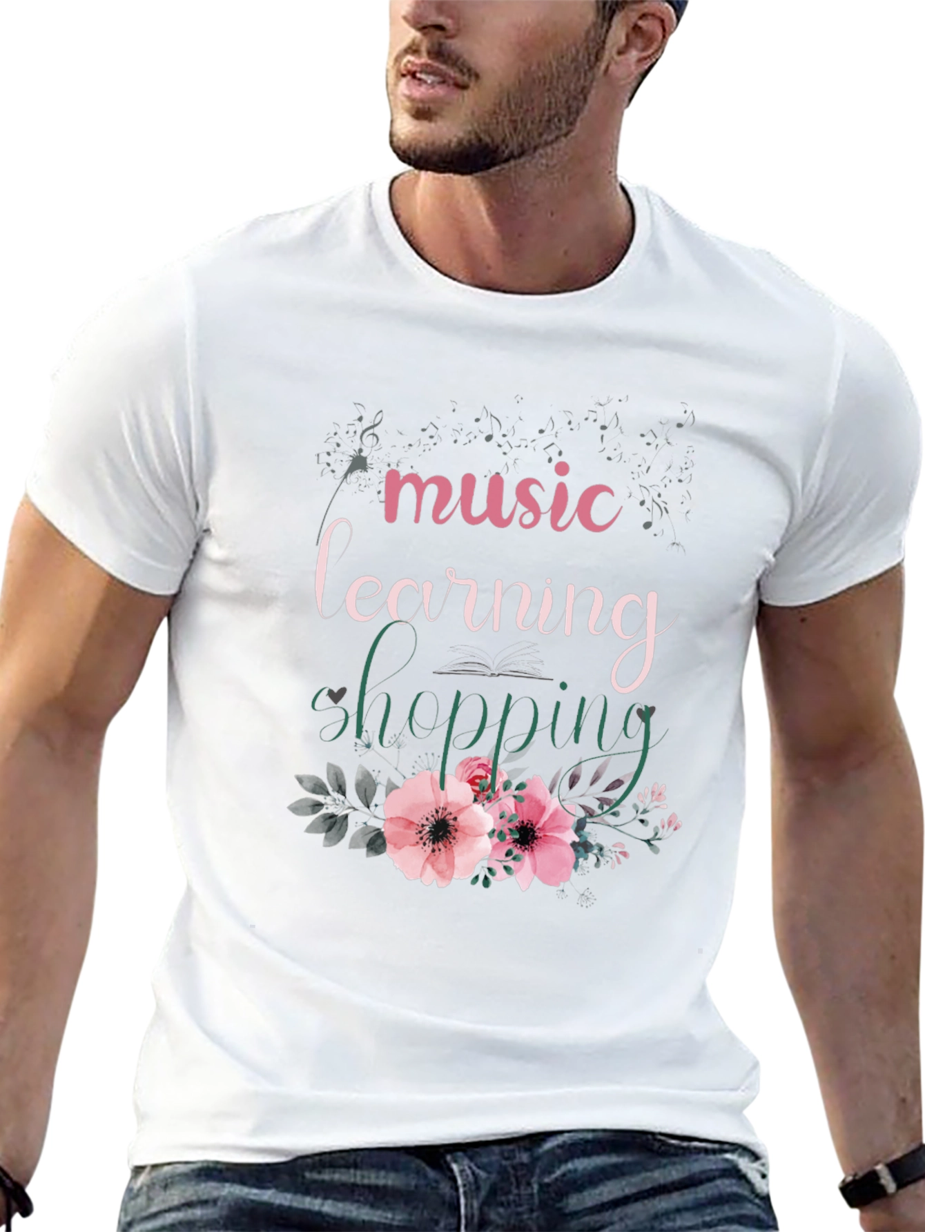 Music Learning Shopping Floral T-Shirt