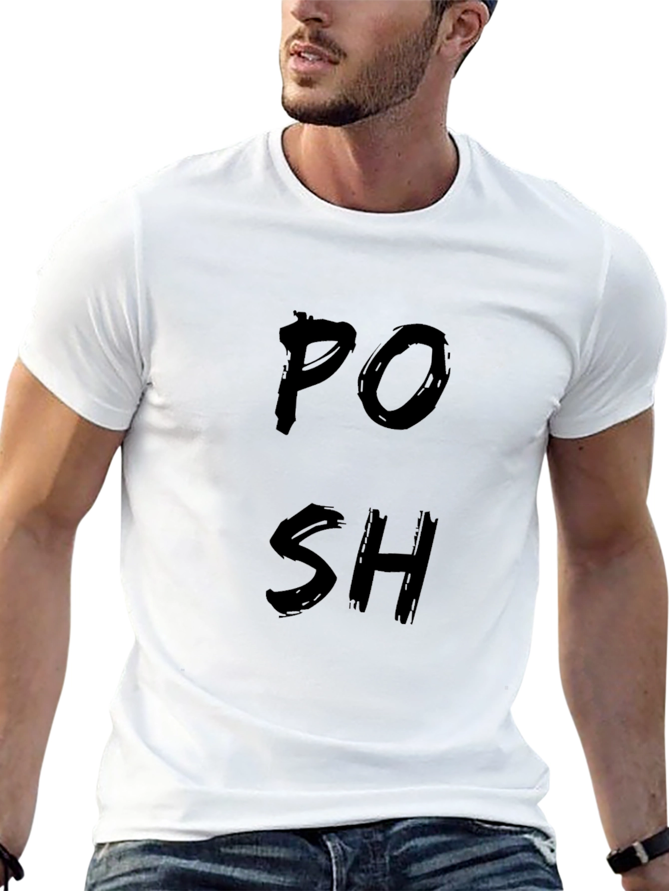 Stylish Black POSH Graphic T-Shirt