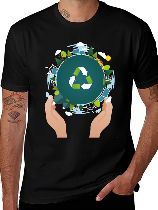 Eco-Friendly World in Hand Graphic T-Shirt