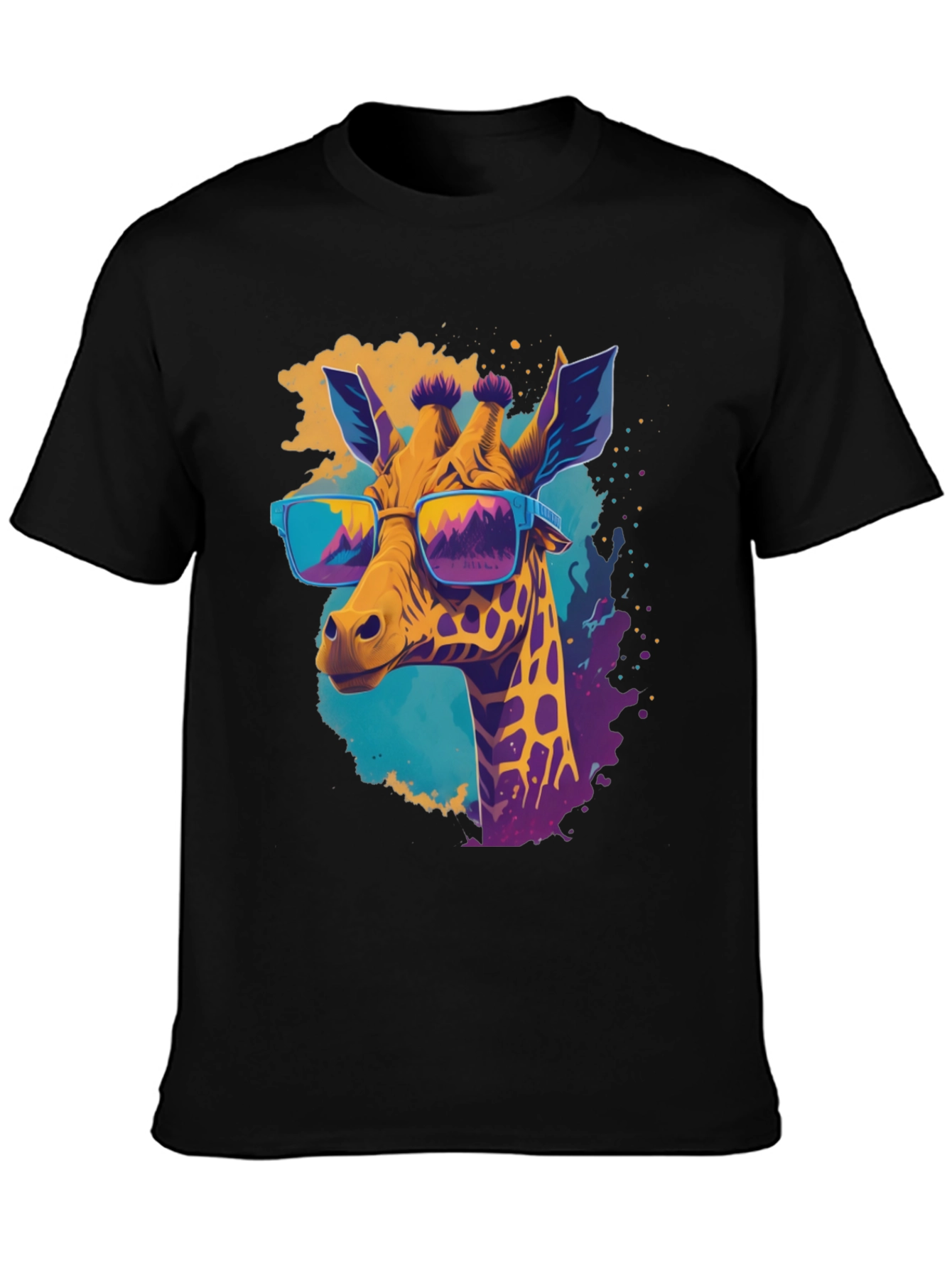 Cool Giraffe Graphic Tee - Stylish Mens Black T-Shirt