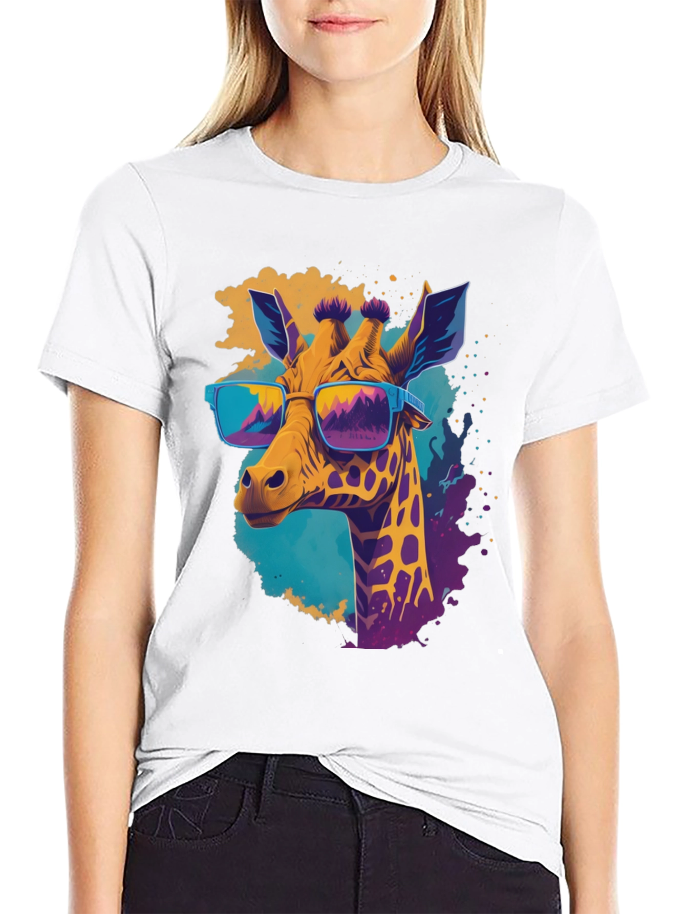 Cool Giraffe Graphic Tee - Stylish Mens Black T-Shirt