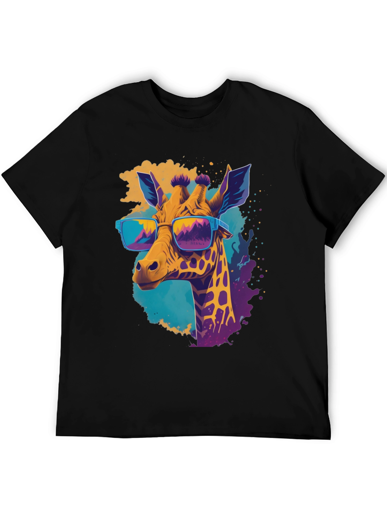 Cool Giraffe Graphic Tee - Stylish Mens Black T-Shirt