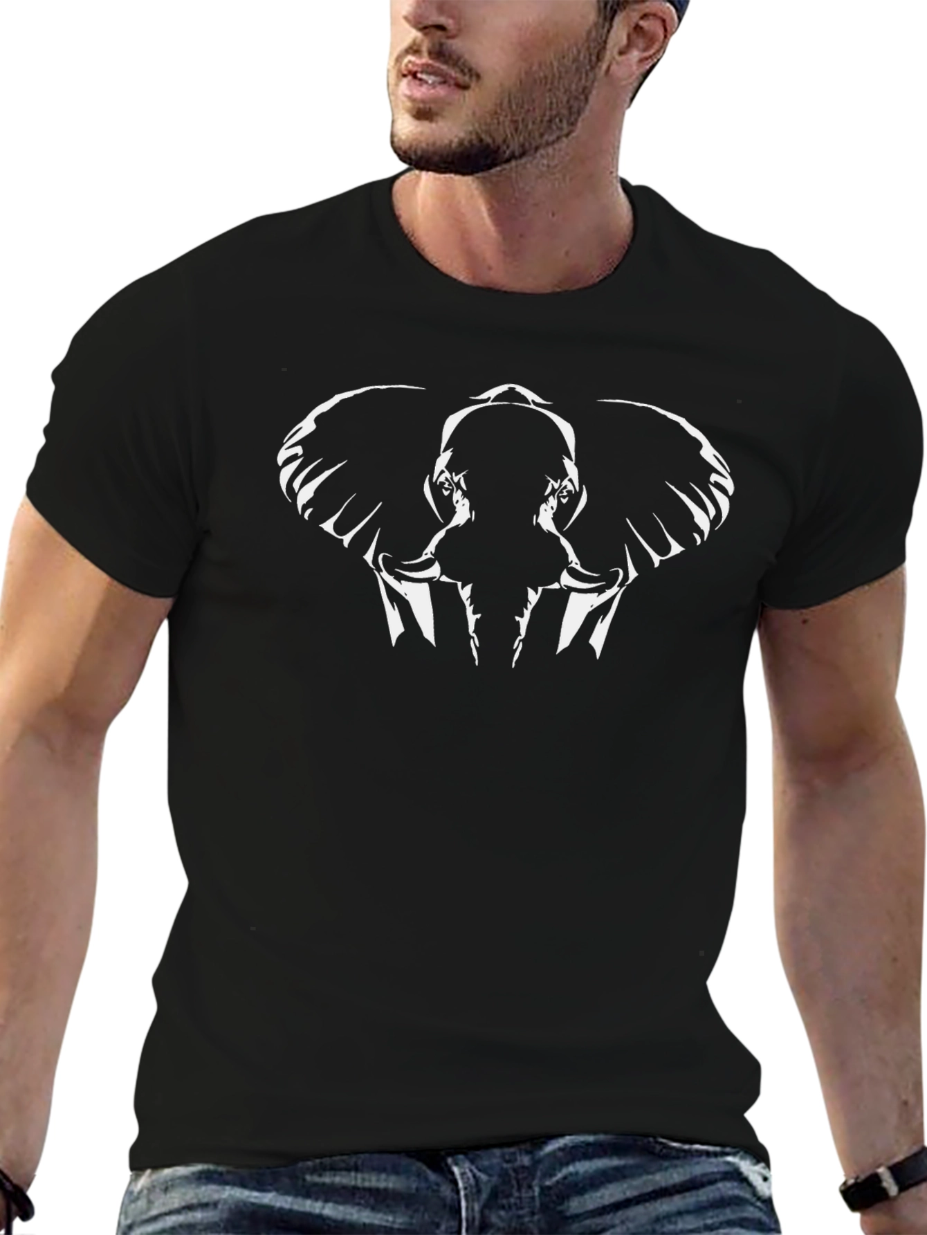 Elephant Graphic Print Black T-Shirt for Men