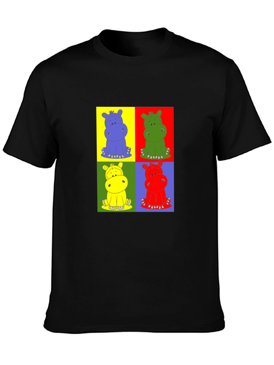 Funky Hippo Pop Art T-Shirt - Colorful Graphic Tee